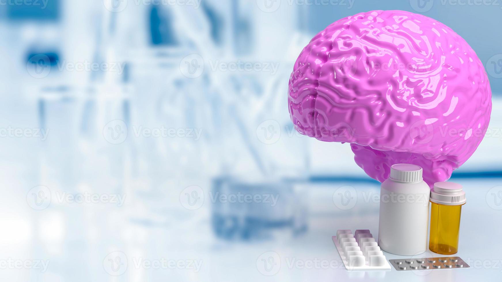 The brain and drug  for sci or medical concept 3d rendering photo