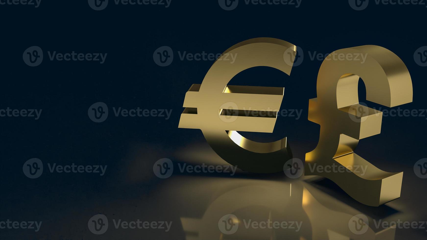 The gold euro and pound symbol for business concept 3d rendering photo