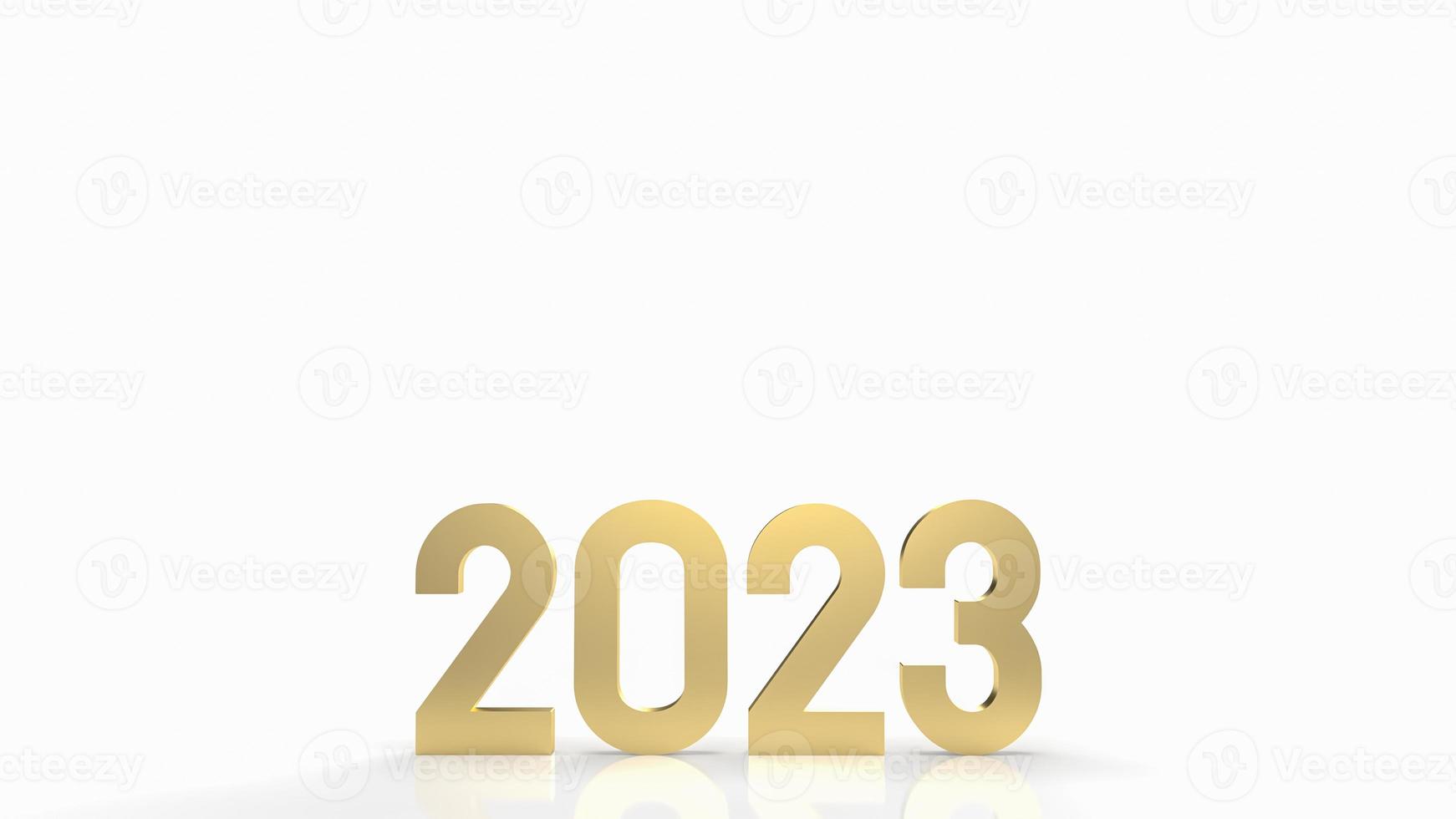 number 2023 gold on white background 3d rendering photo