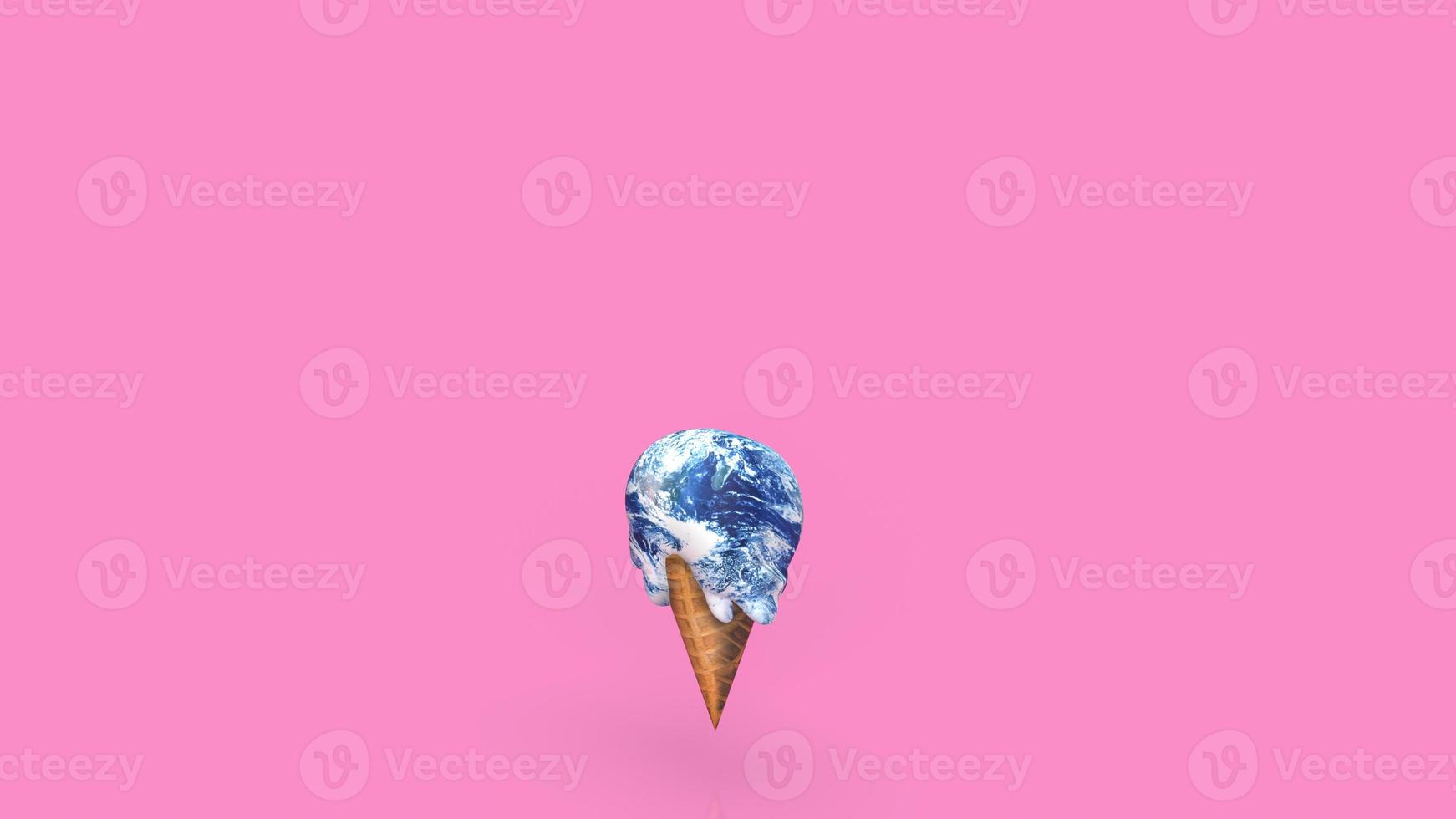 The earth ice cream melting concept for global worming 3d rendering photo