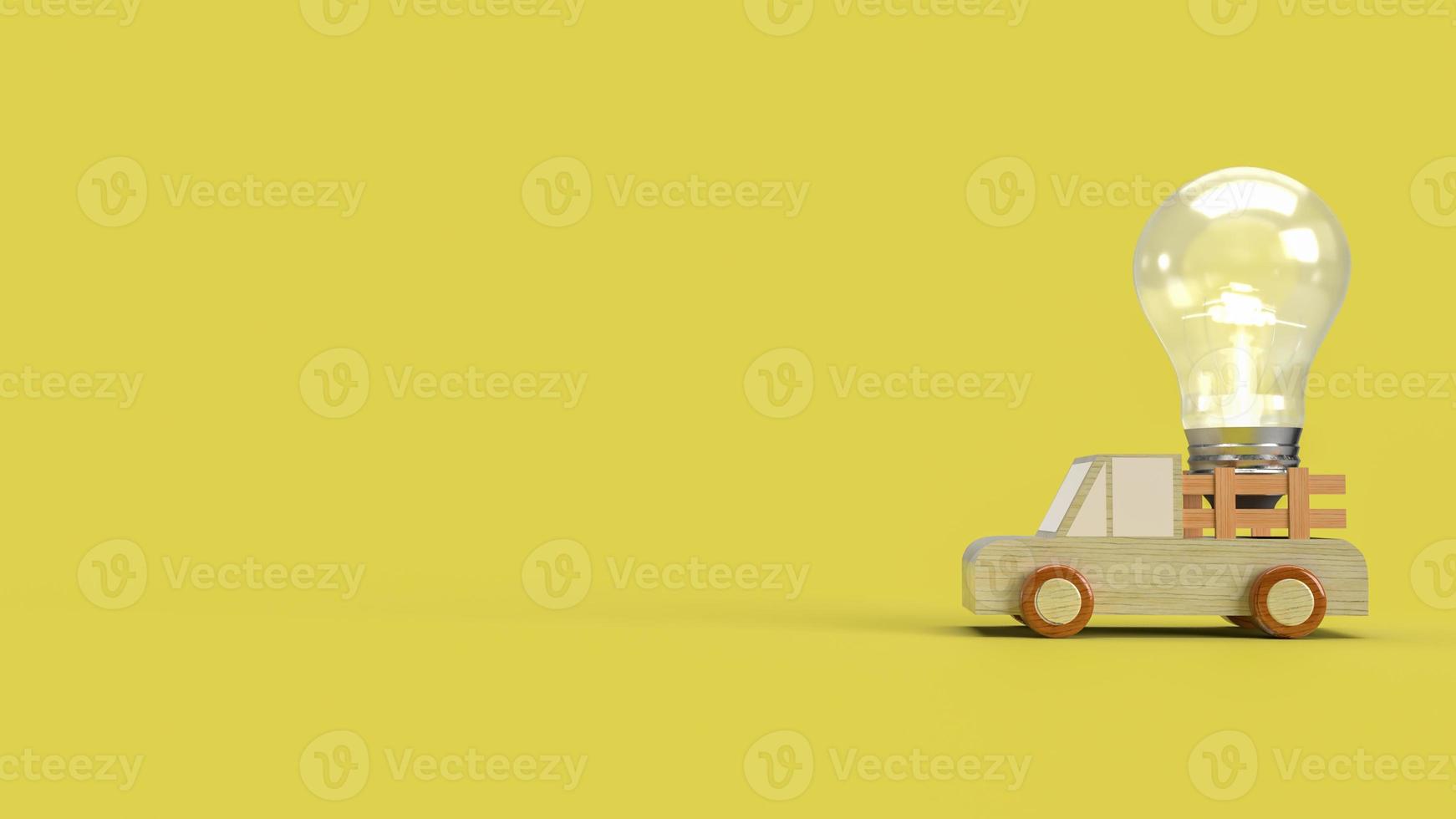 The van truck and lightbulb on yellow background  for business or creative concept 3d rendering photo