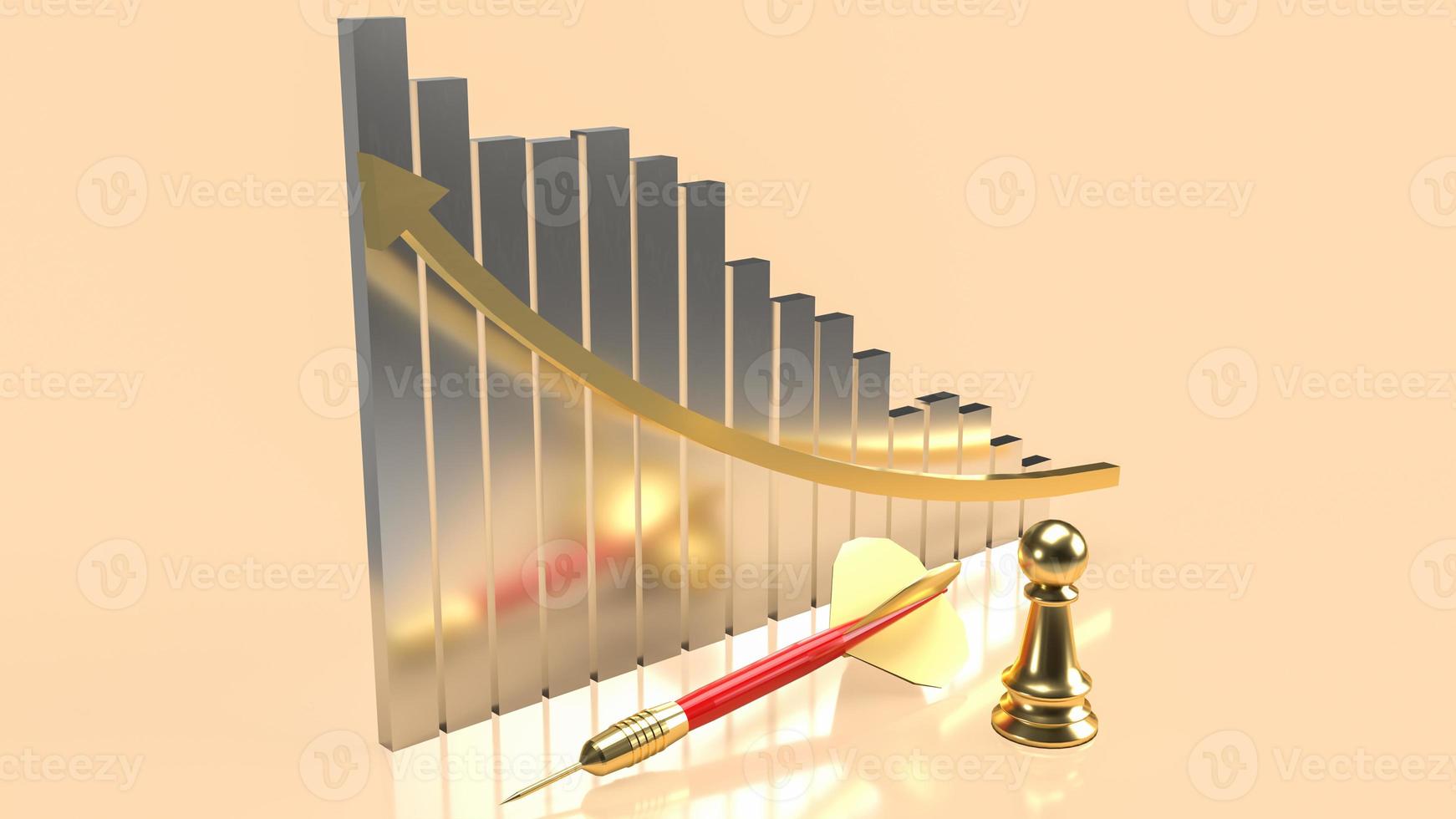 The darts and chess and chart for business concept 3d rendering photo