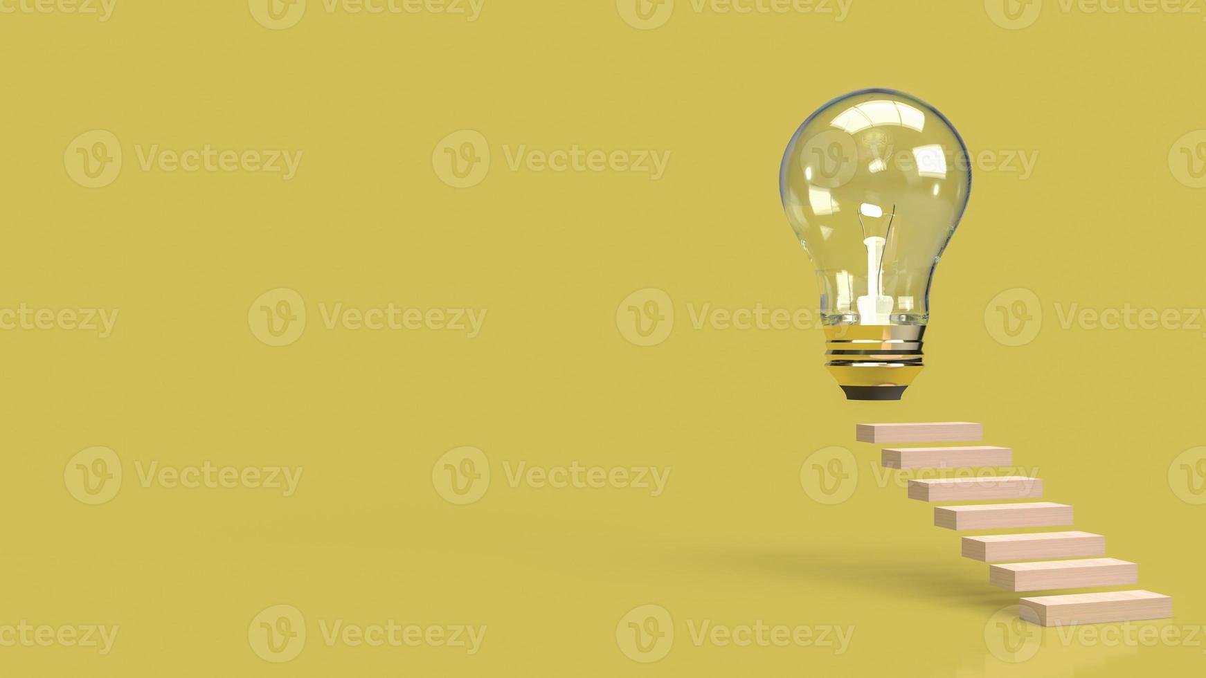The Light bulb and staircase for idea content 3d rendering. photo