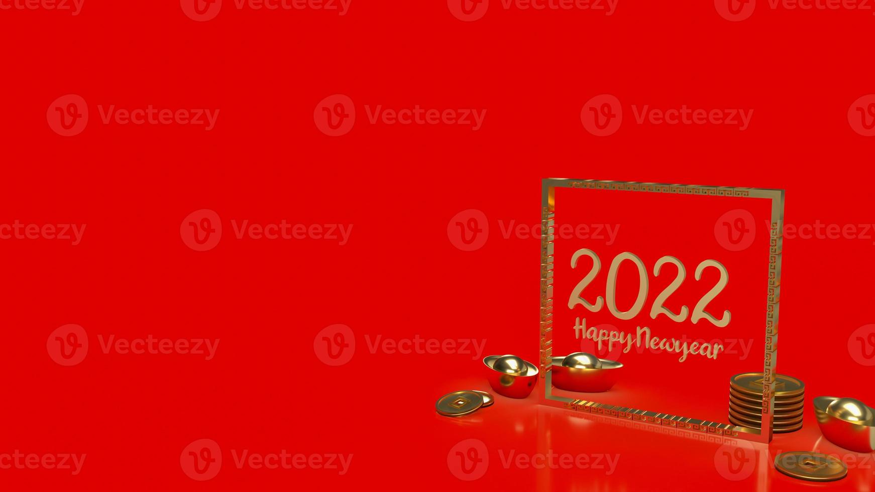 gold number 2022 Chinese  style  for happy new year concept 3d rendering photo