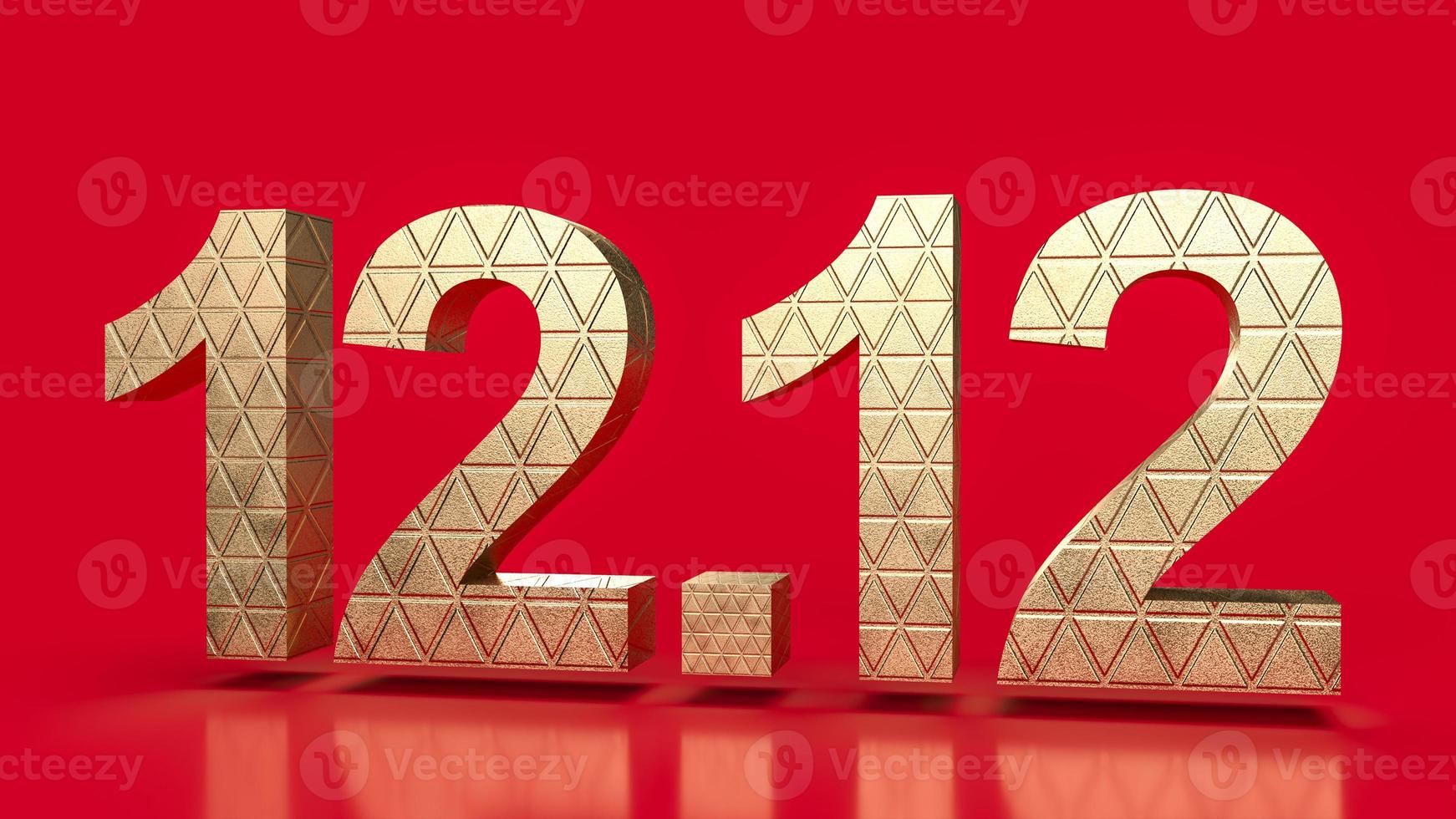 The gold number 12.12 on red background for sale promotion concept 3d rendering photo