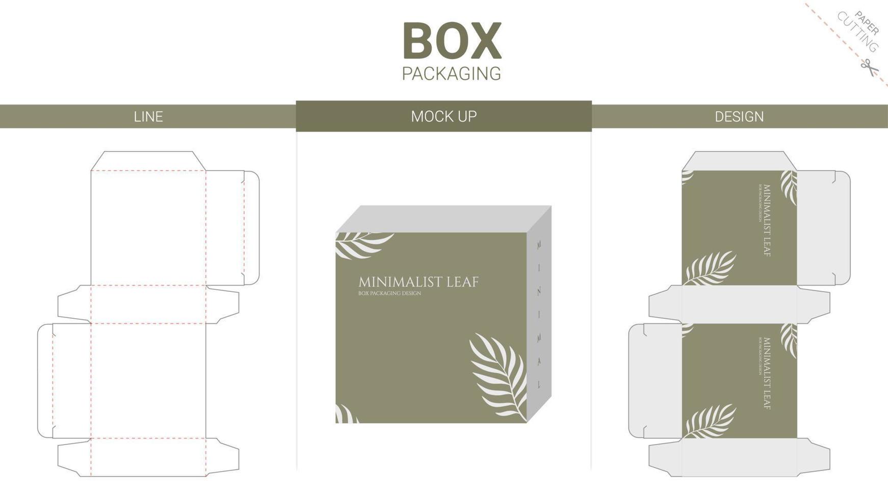 Box packaging and mockup die cut template vector