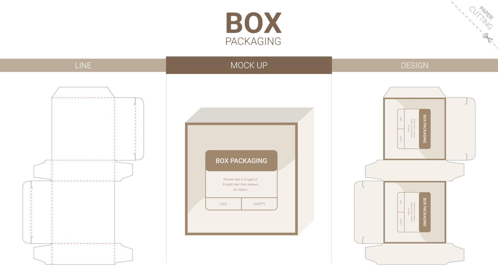 Box packaging and mockup die cut template vector