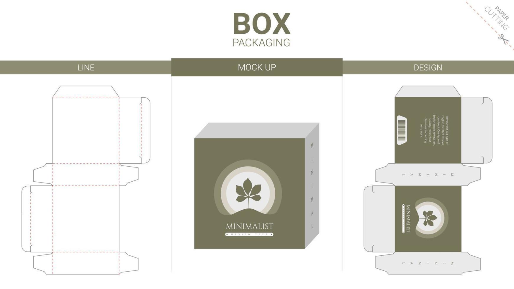 Box packaging and mockup die cut template vector