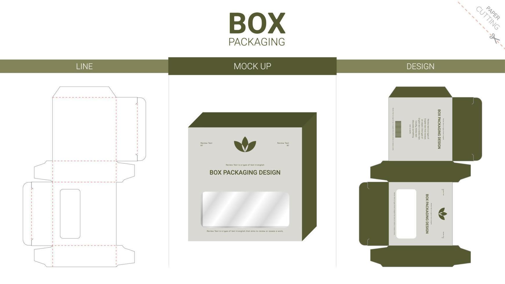 Box packaging and mockup die cut template vector