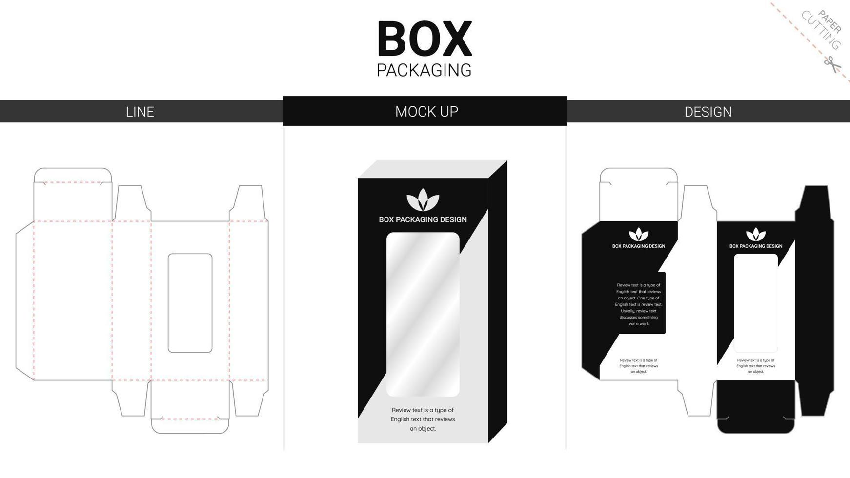 Box packaging and mockup die cut template vector
