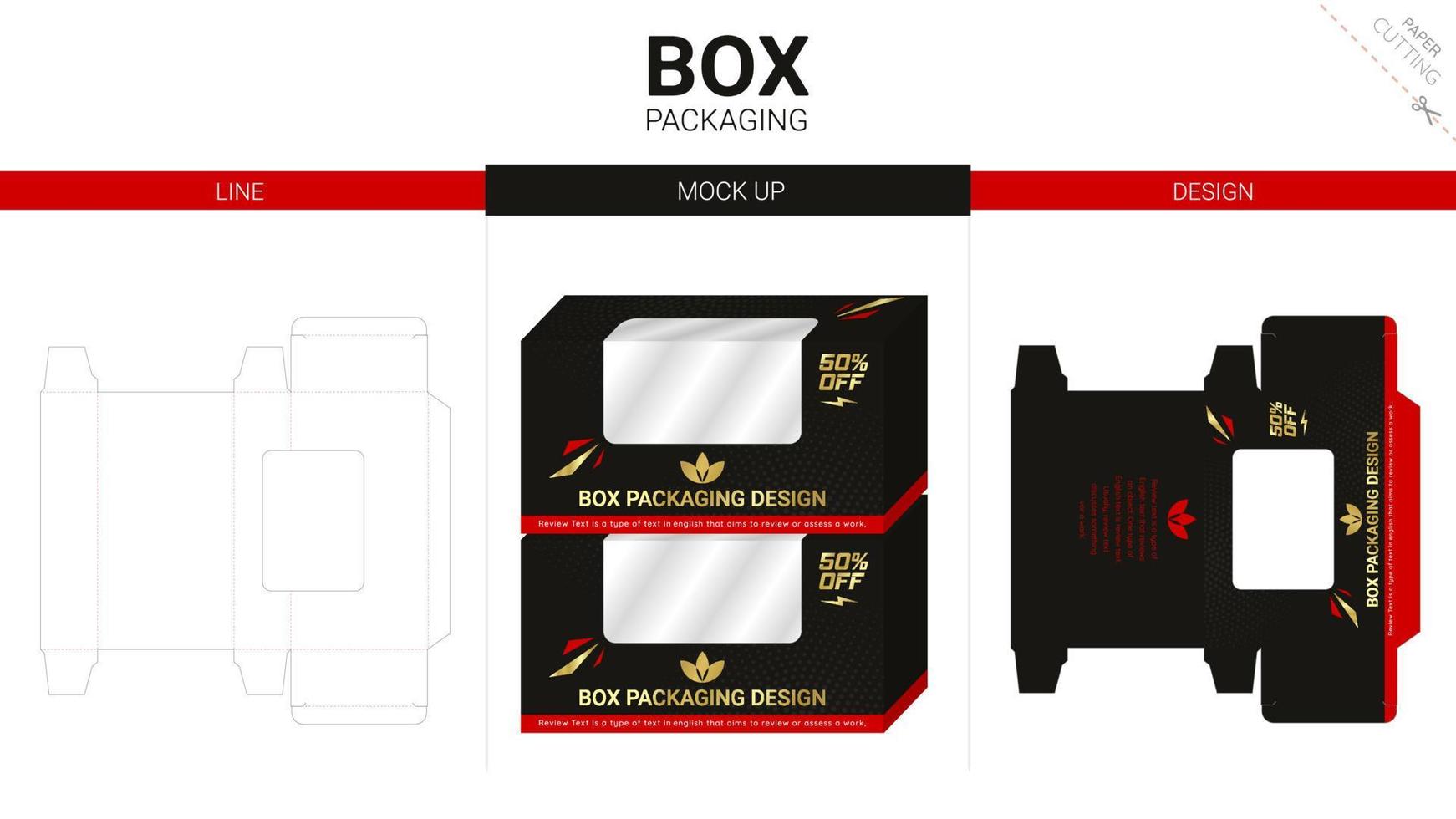 Box packaging and mockup die cut template vector
