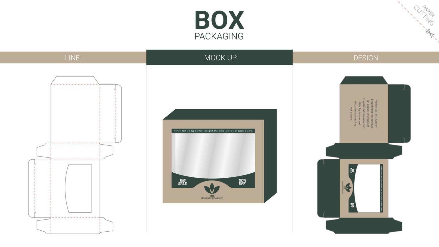 Box packaging and mockup die cut template vector