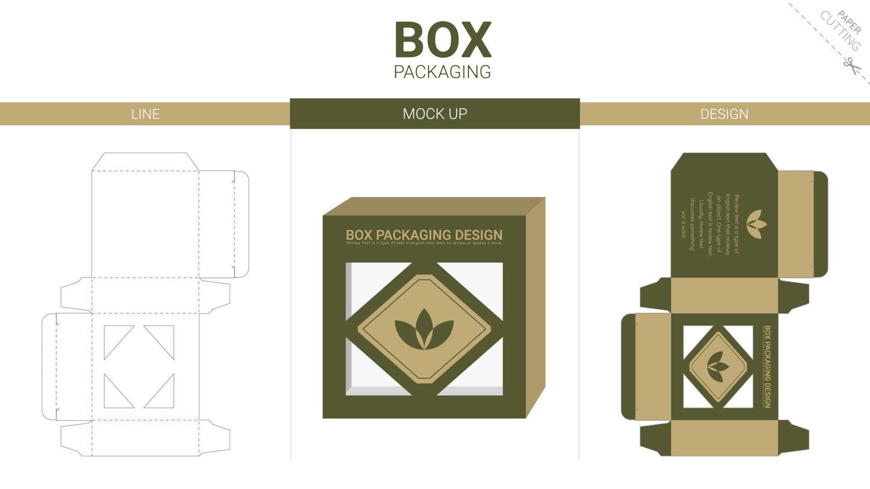 Box packaging and mockup die cut template vector