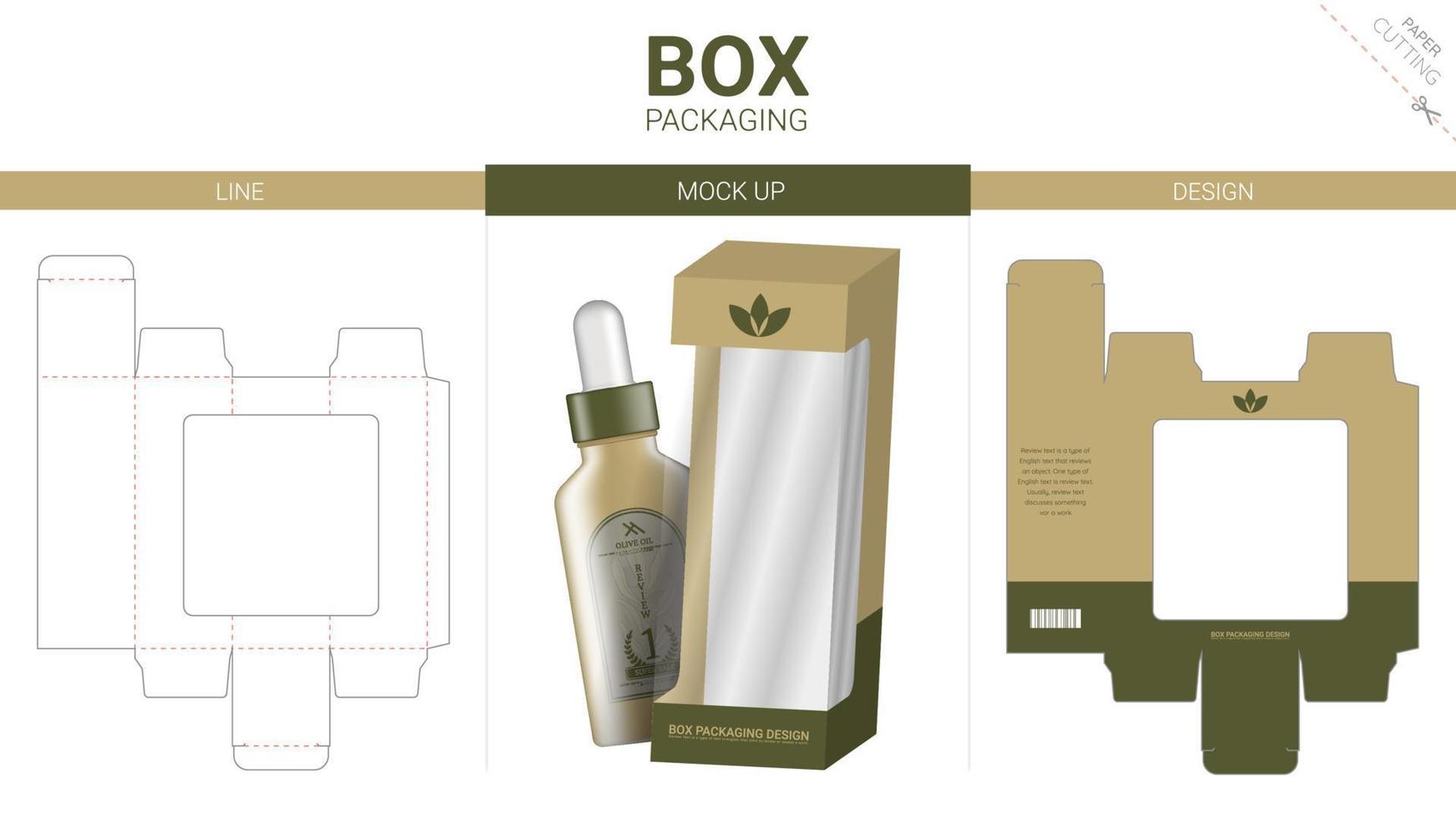 Box packaging and mockup die cut template vector