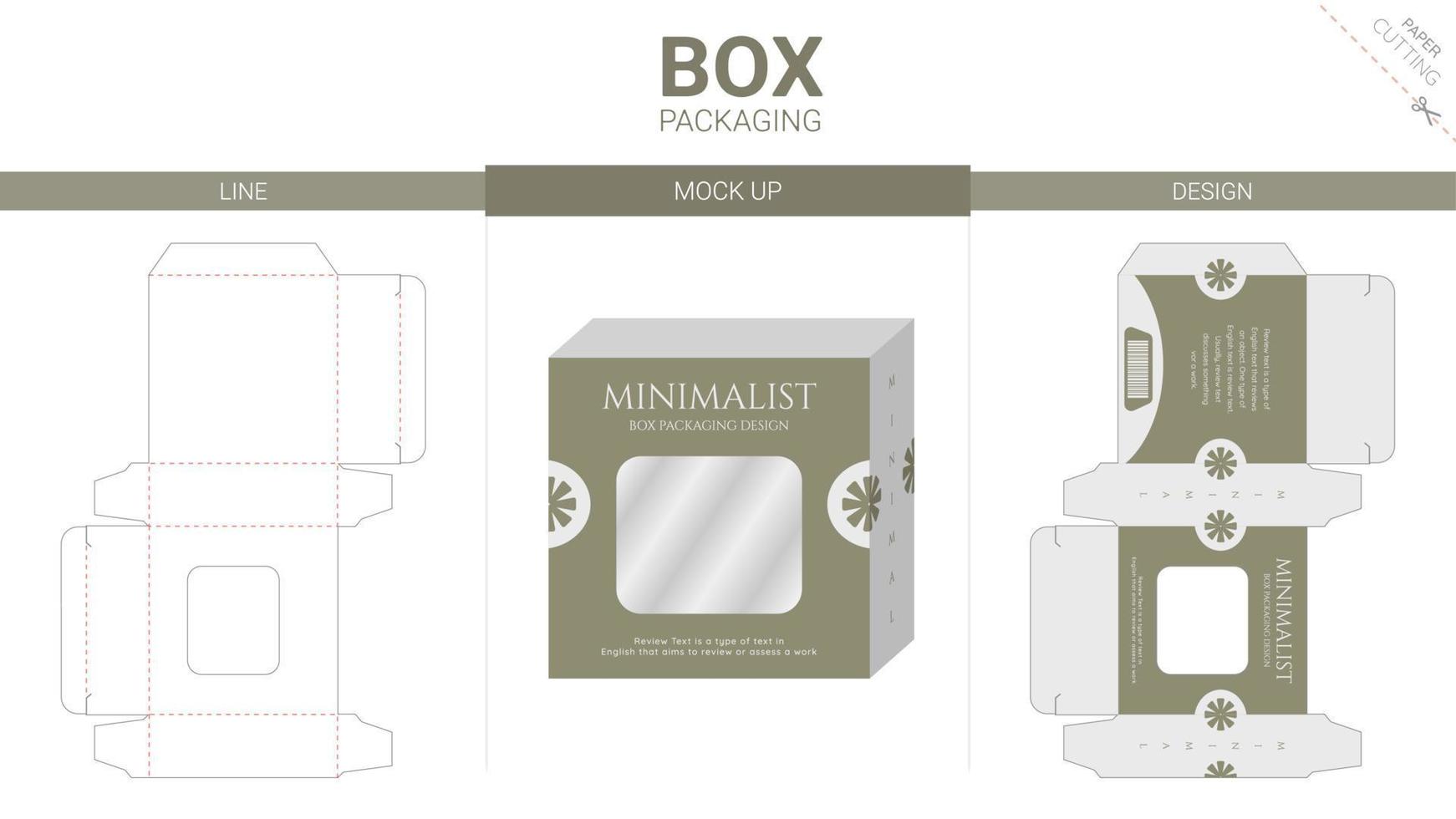 Box packaging and mockup die cut template vector