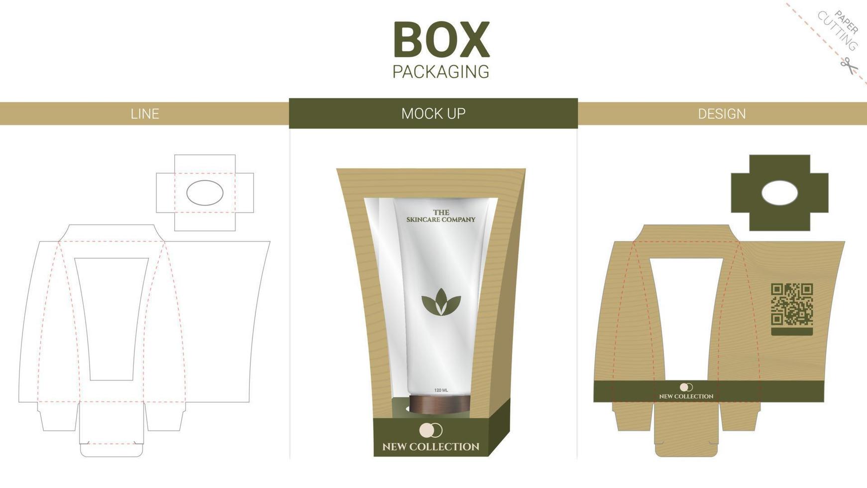 Box packaging and mockup die cut template vector