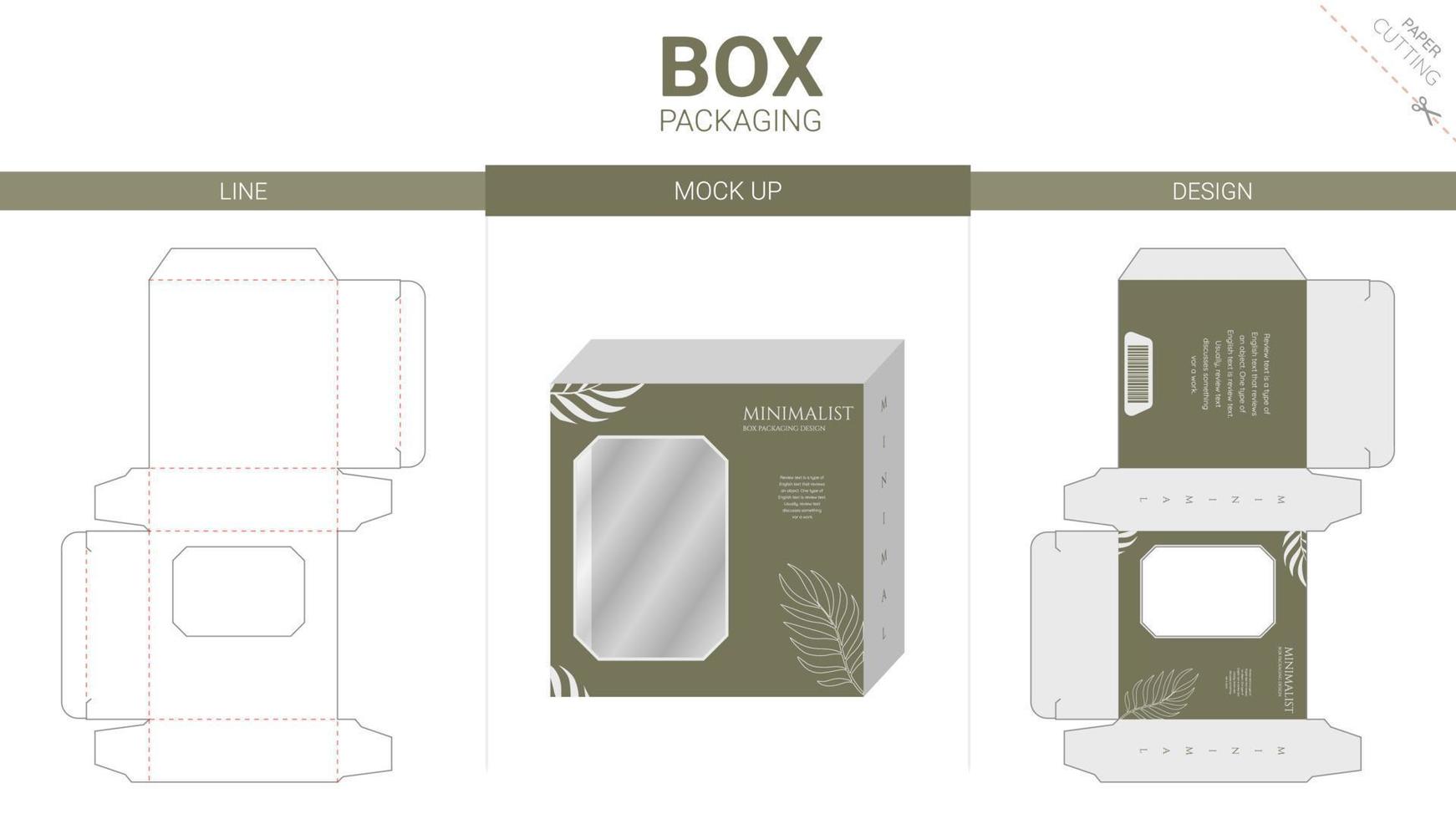 Box packaging and mockup die cut template vector