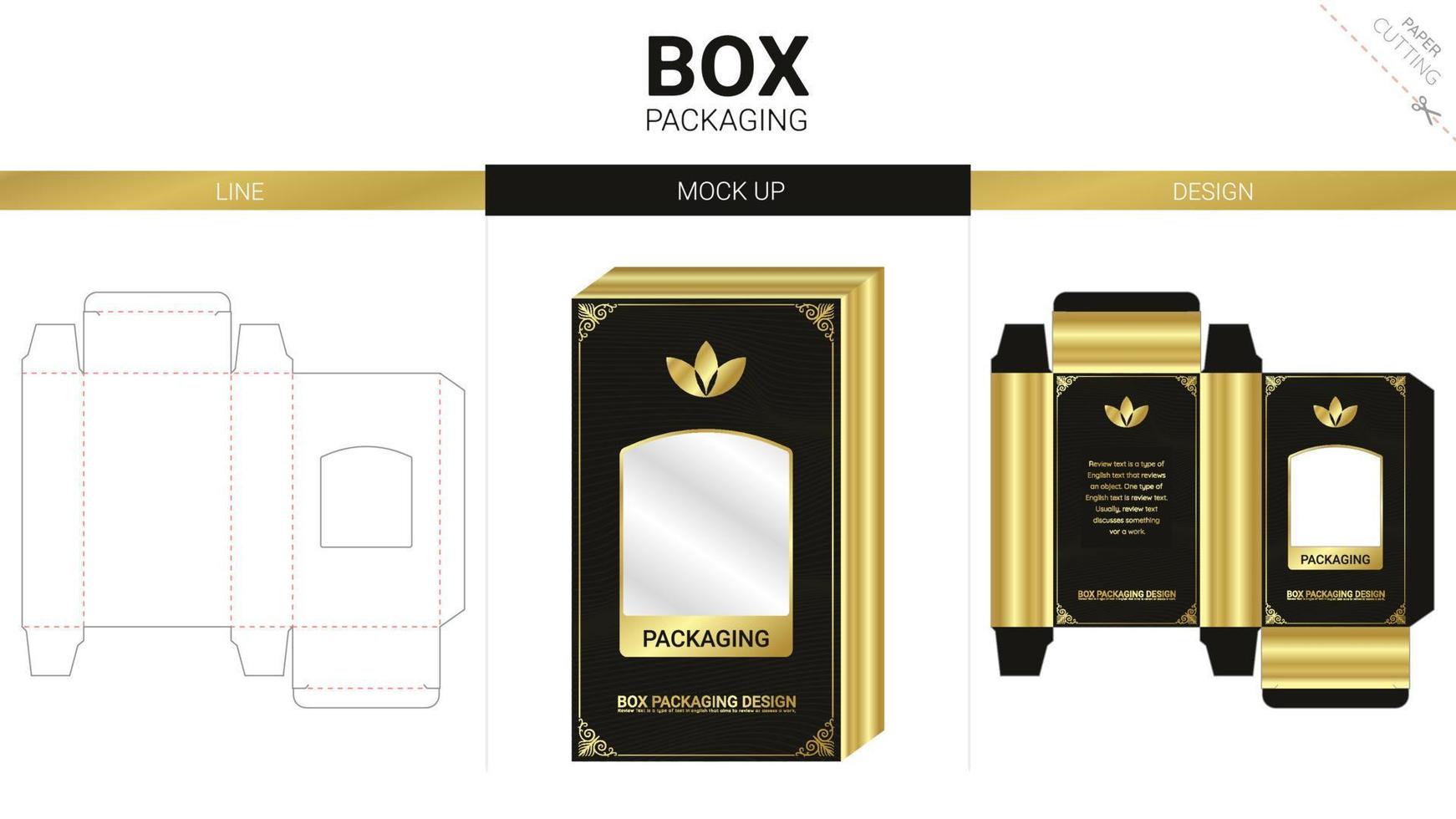 Box packaging and mockup die cut template vector