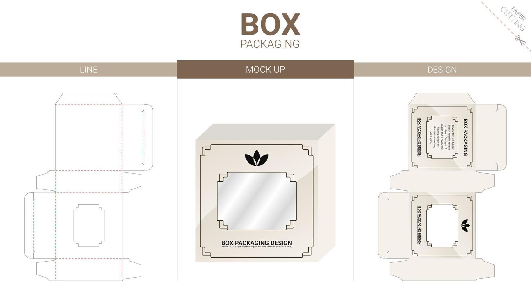 Box packaging and mockup die cut template vector
