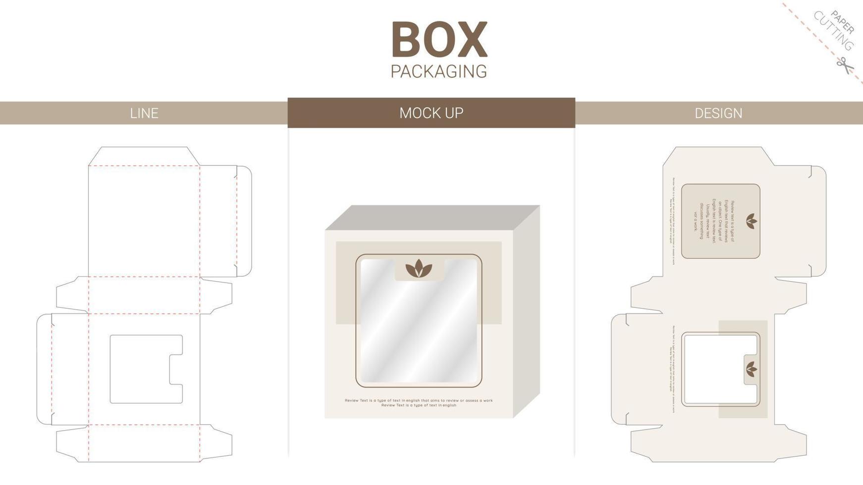 Box packaging and mockup die cut template vector