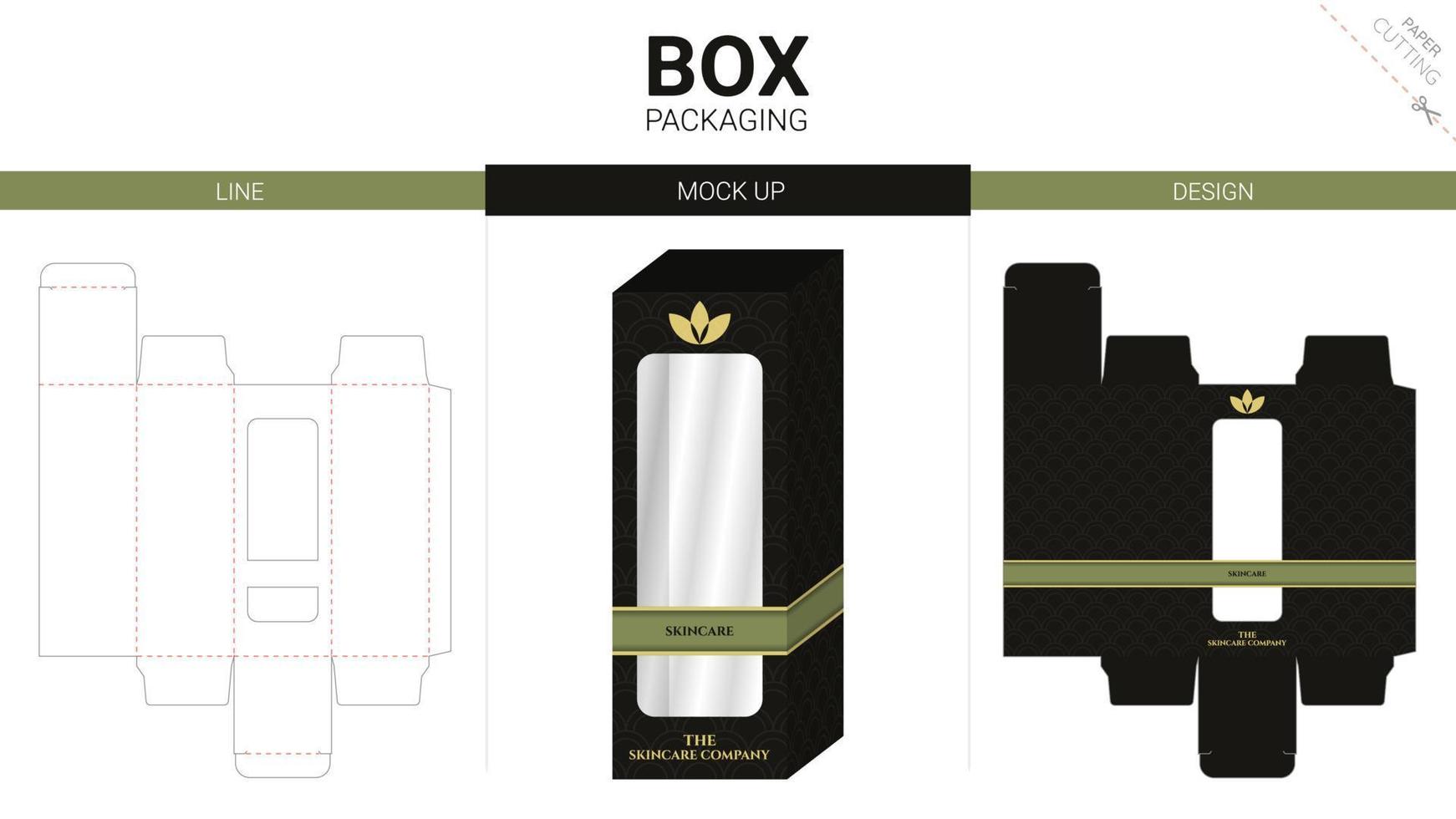 Box packaging and mockup die cut template vector