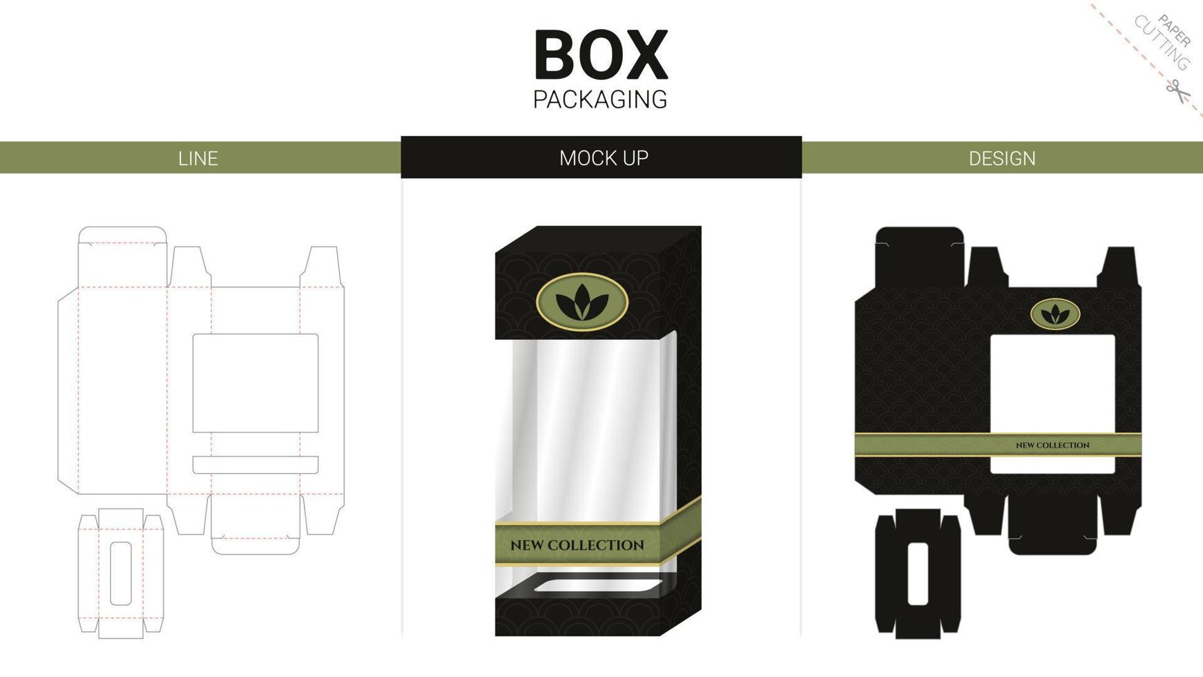Box packaging and mockup die cut template vector