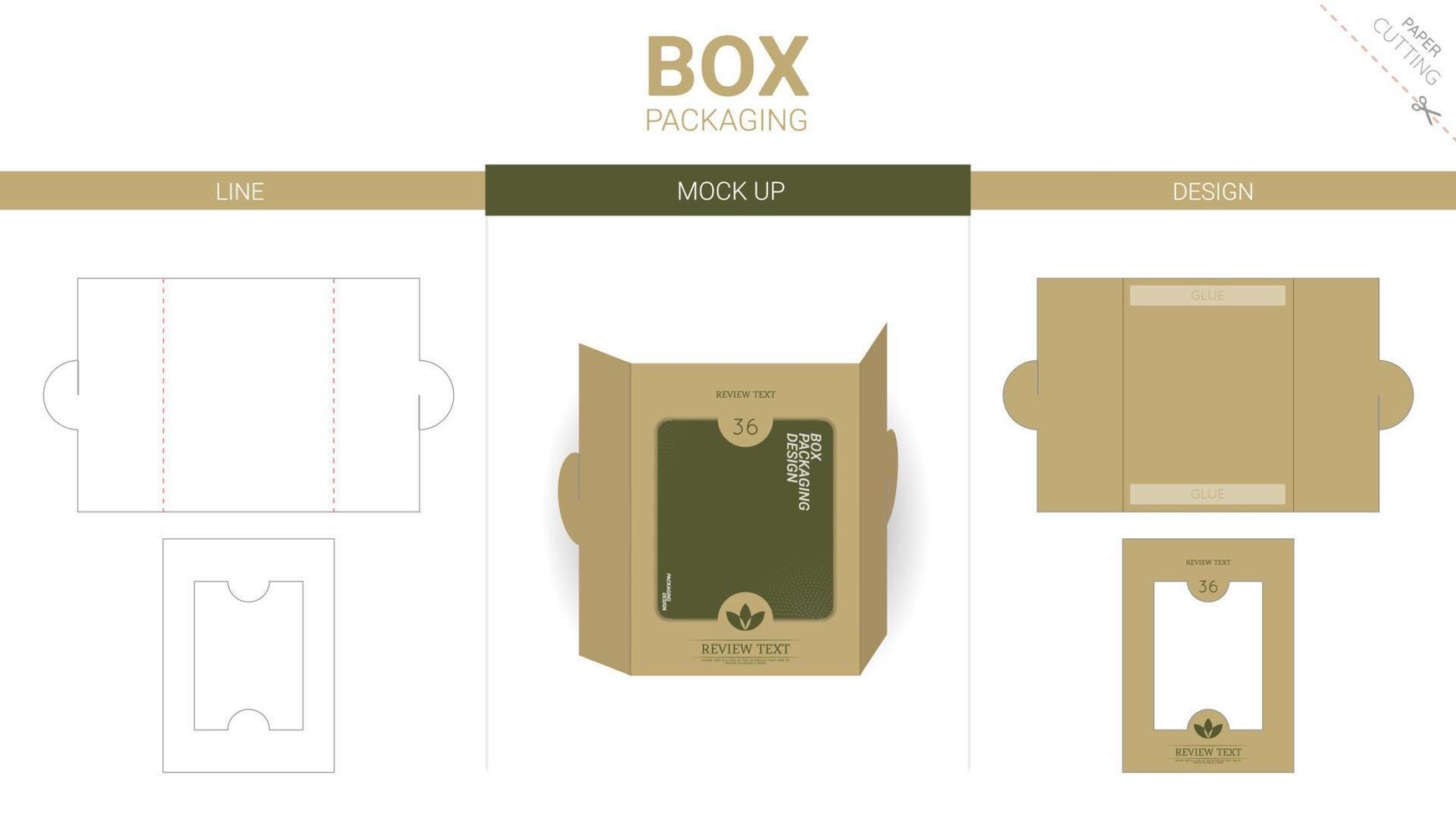 Box packaging and mockup die cut template vector