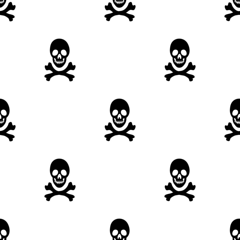 Black skeletons in various poses pattern. Halloween design. Perfect for fall, holidays, fabric, textile. Seamless repeat swatch. vector