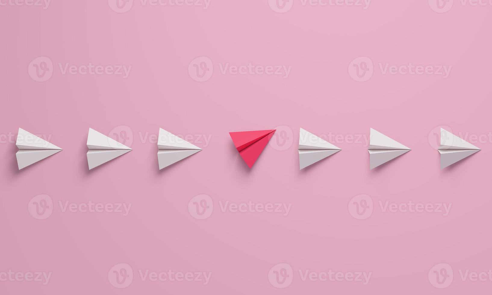 Change concepts with red paper airplane between a row planes white. Think different. photo