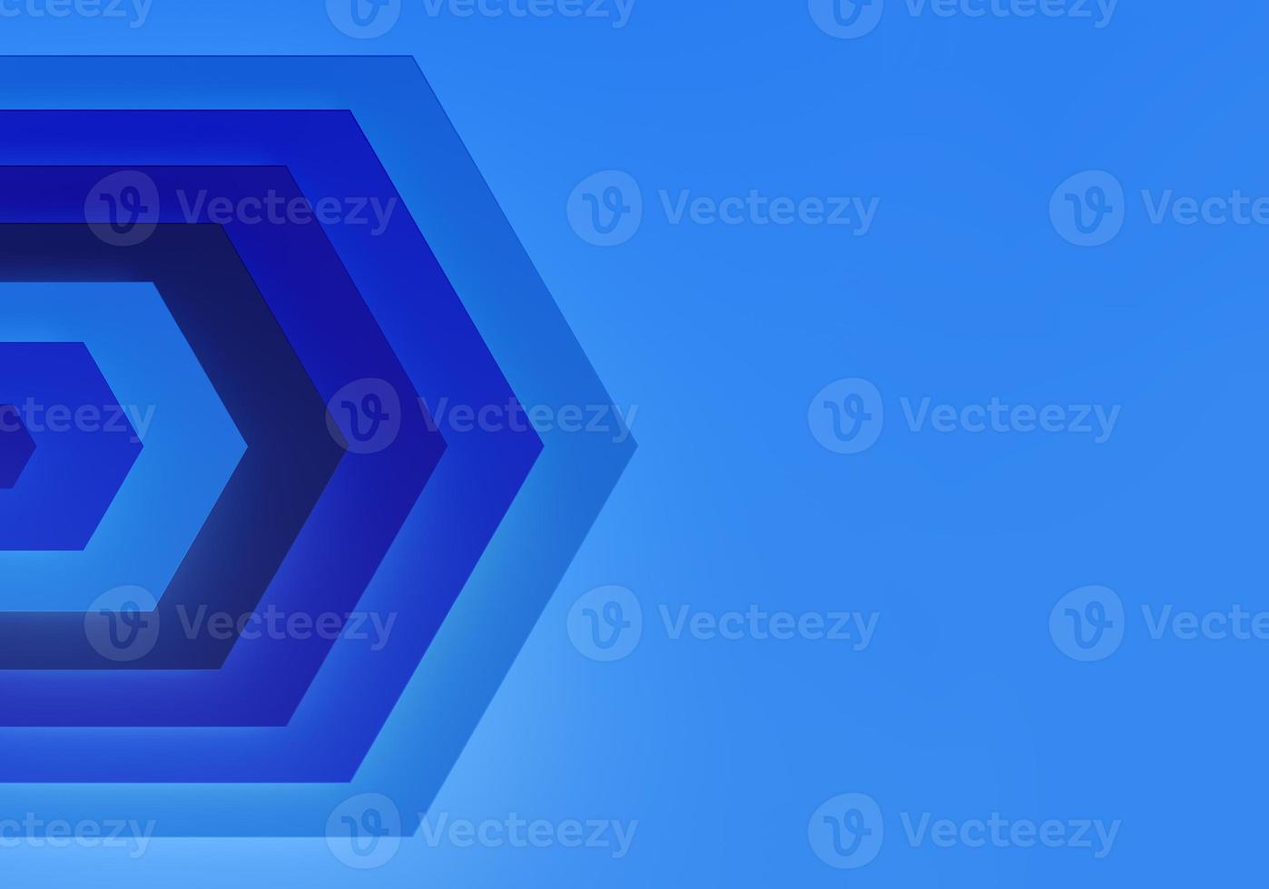 Abstract blue background with arrows. Hexagon depth tech. photo