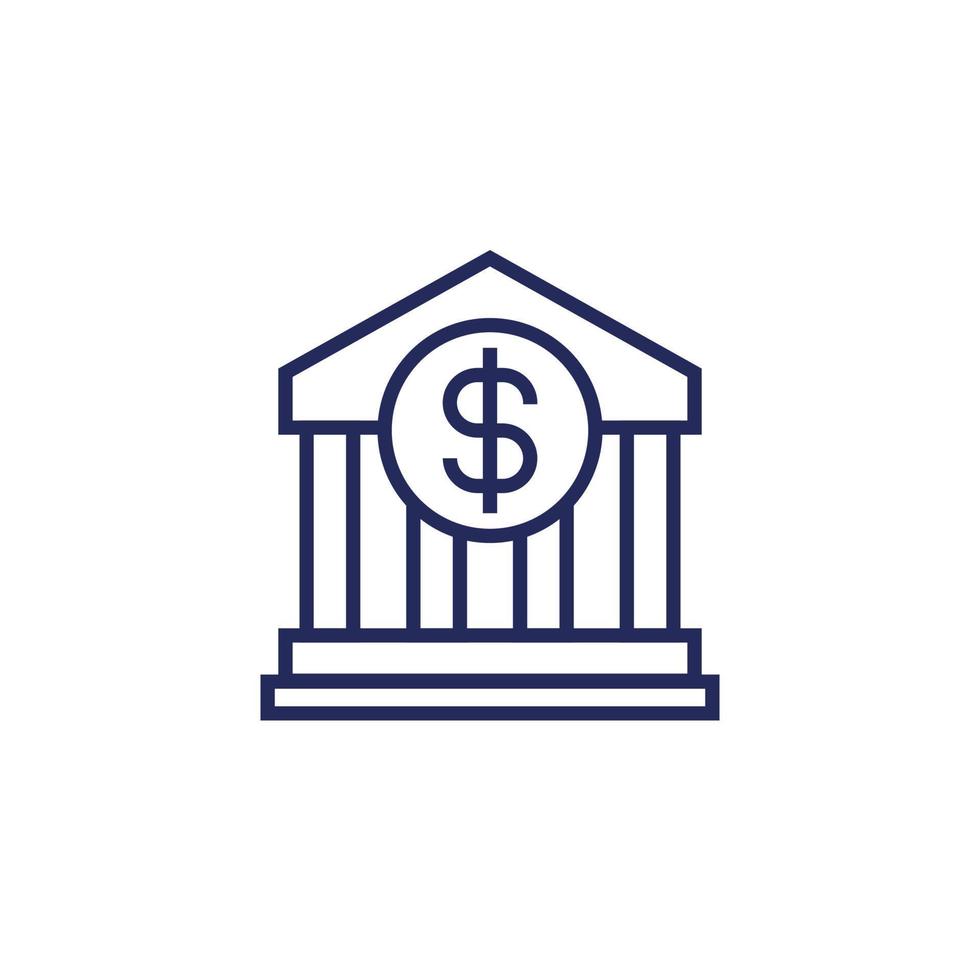 icono de línea de construcción de banco, vector