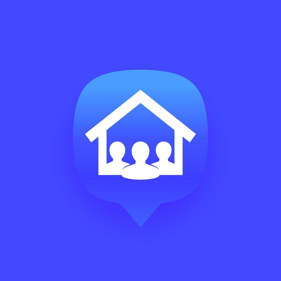 tenants icon, house and 3 residents vector