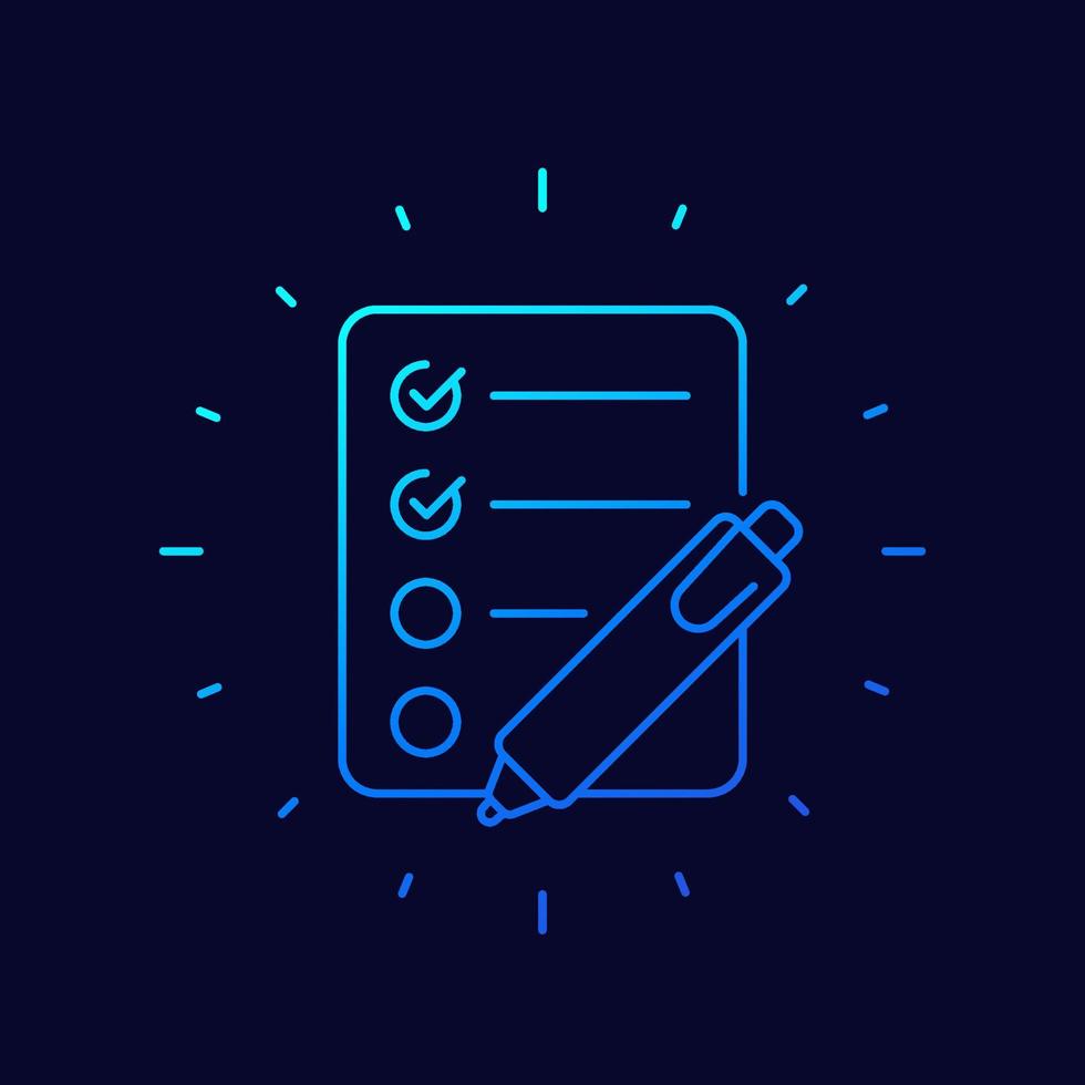 to do list line icon on dark vector