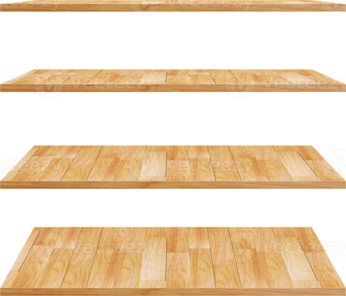 collection of wooden shelves on an isolated white background, Objects with Clipping Paths for design work png