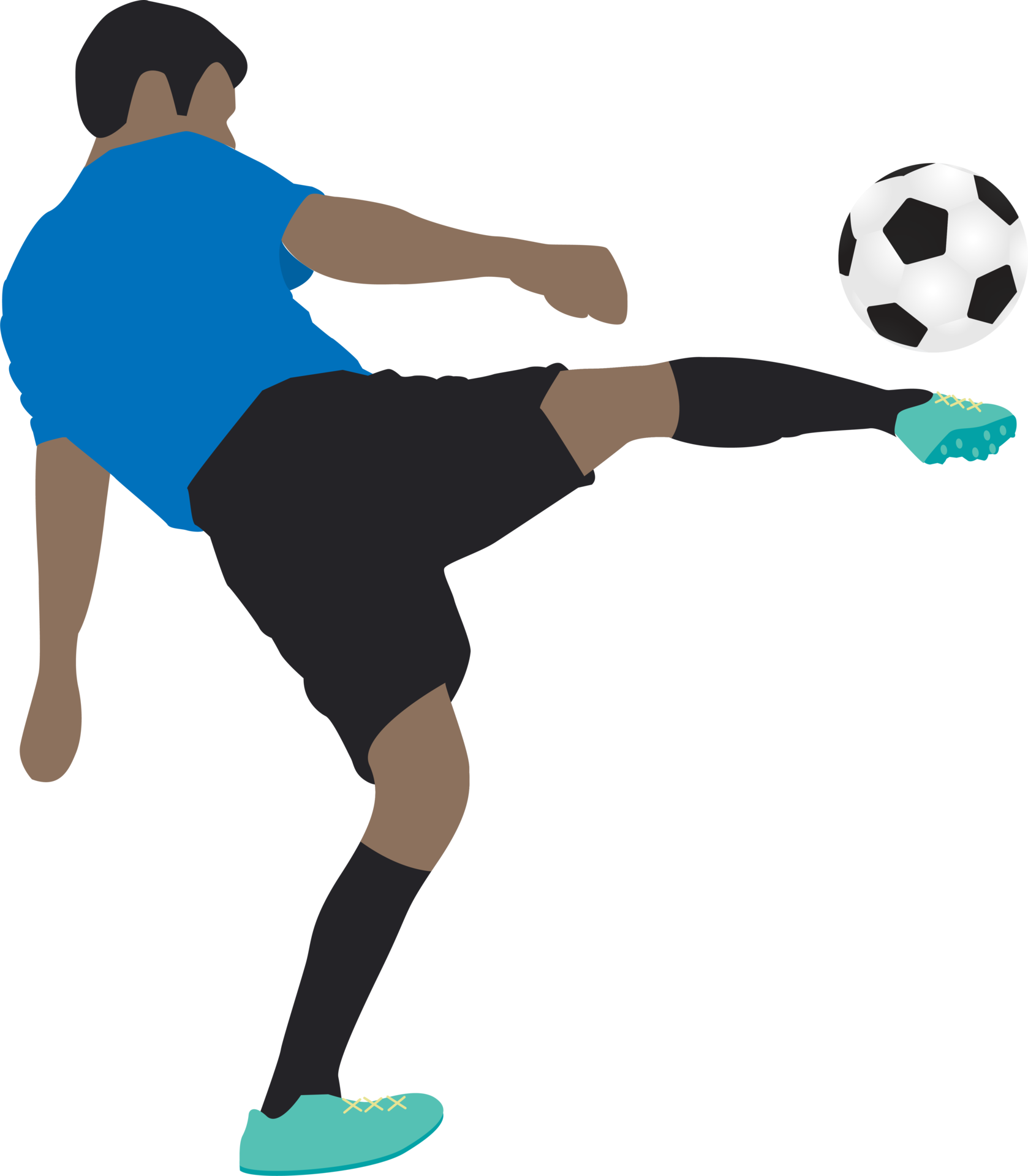 Free Cartoon football soccer player man in action 10135400 PNG with  Transparent Background
