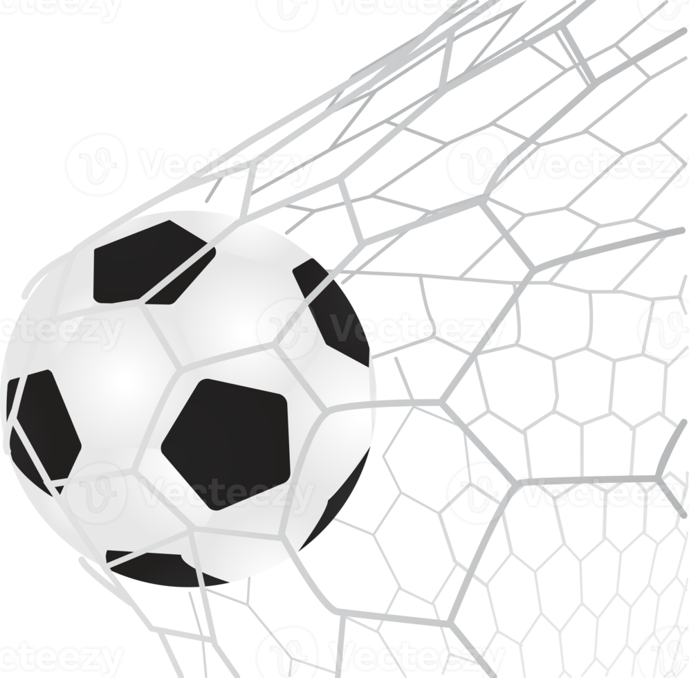 Soccer ball on goal with net png