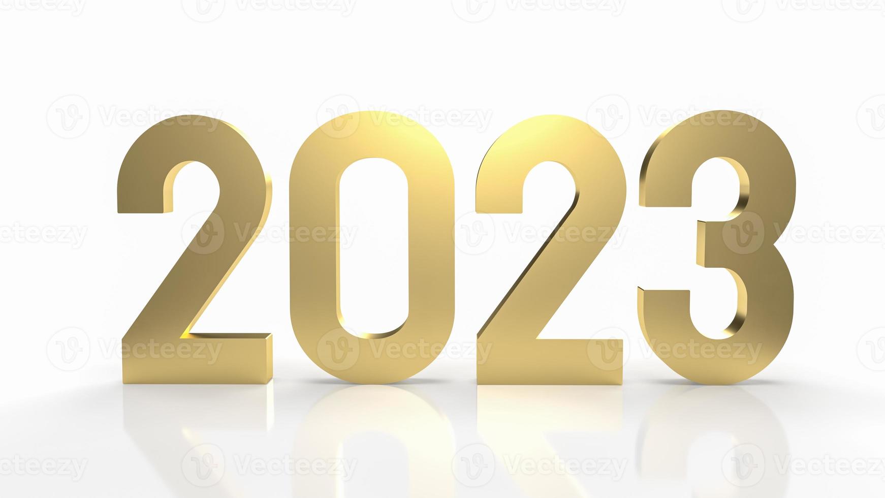 number 2023 gold on white background 3d rendering photo