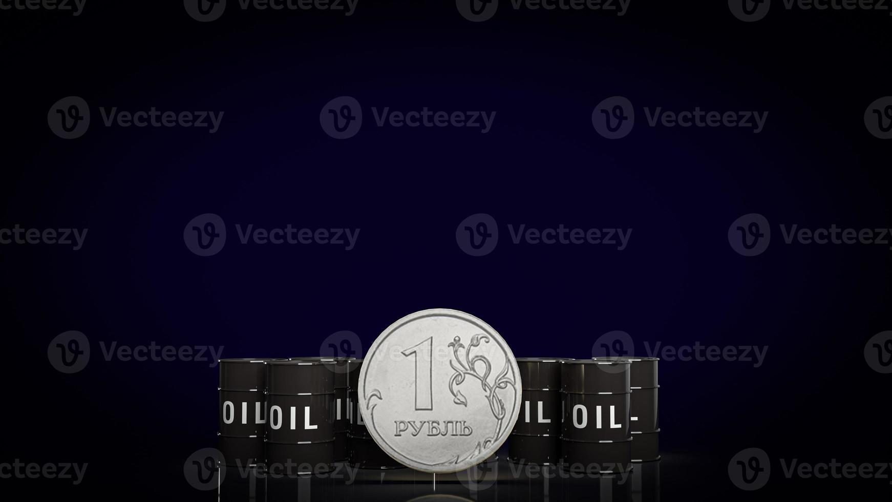 The one ruble coin and oil tank for business or petroleum concept 3d rendering photo