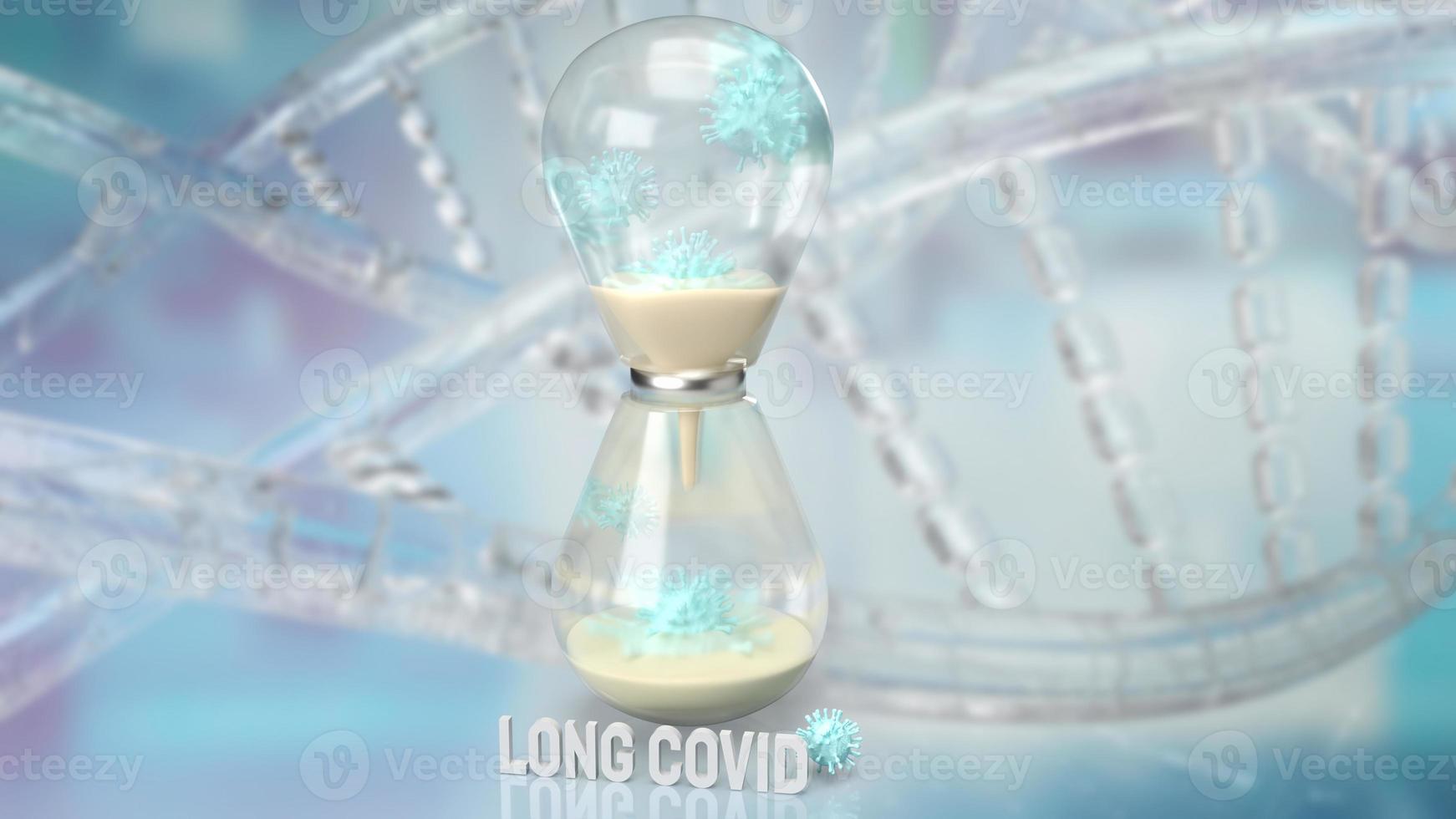 The virus and sand clock on sci background  for long covid concept 3d rendering photo