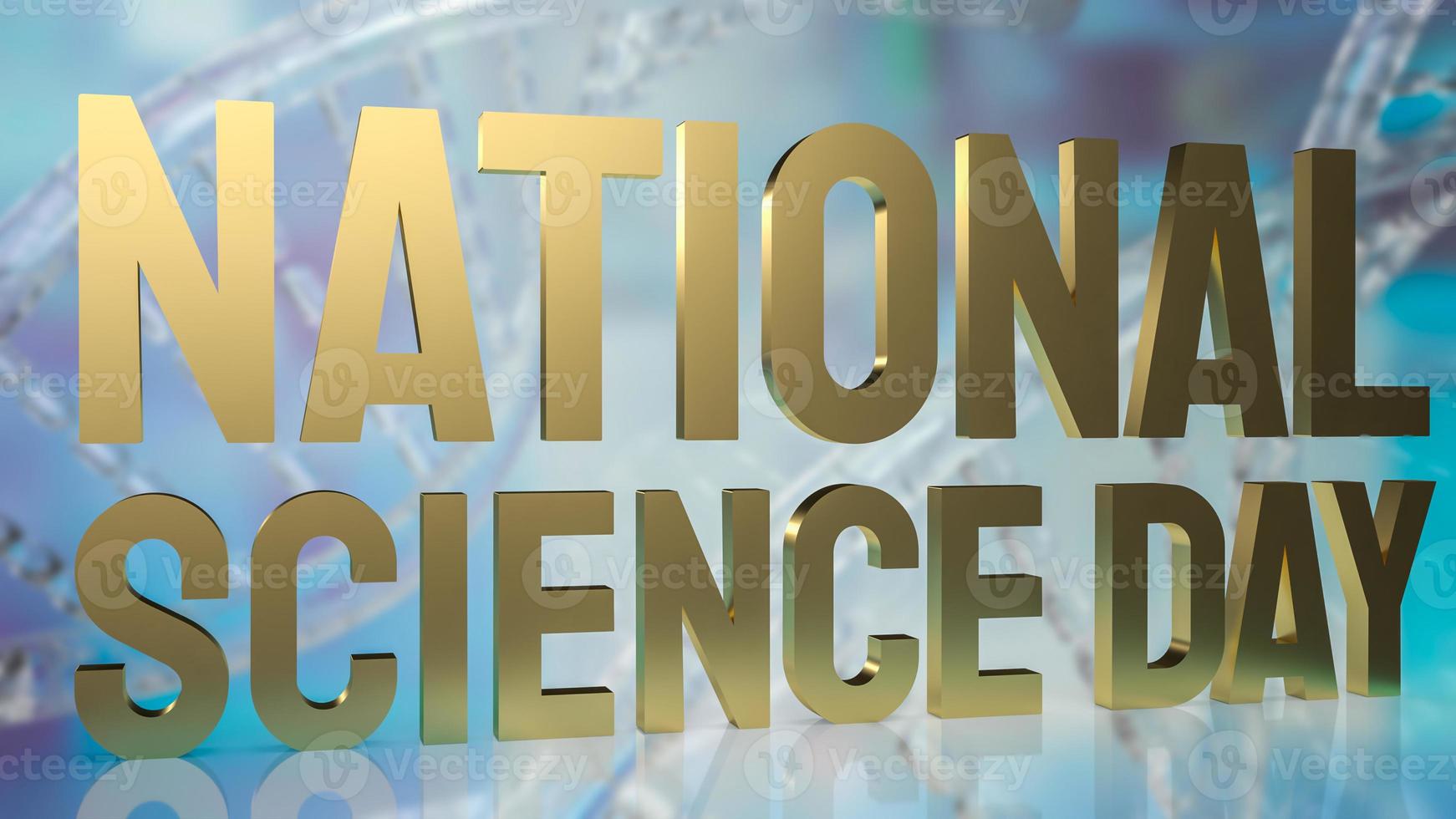 The  national science day gold text on dna background for sci concept 3d rendering photo