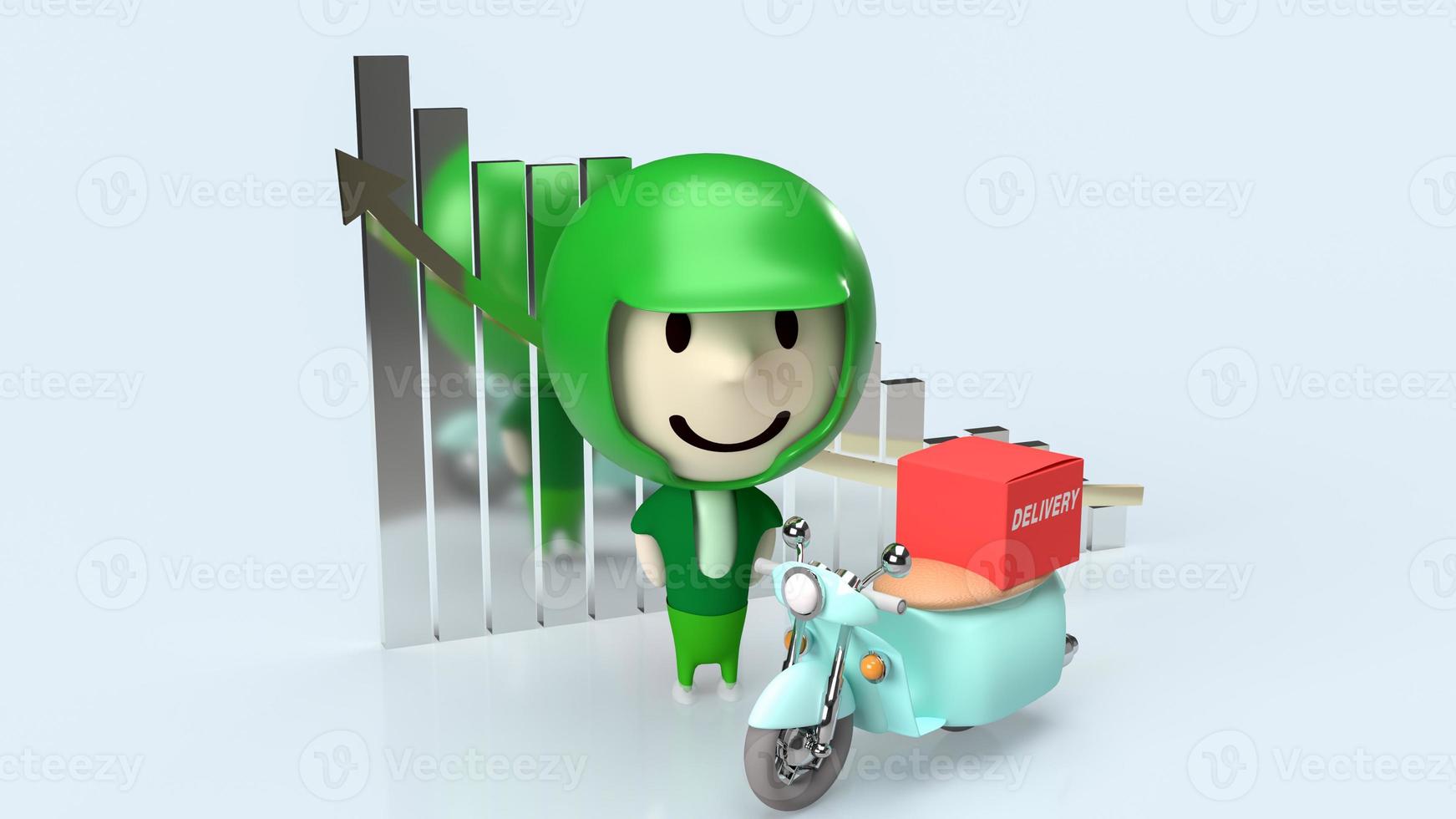 The driver and bike for delivery or transport concept 3d rendering photo