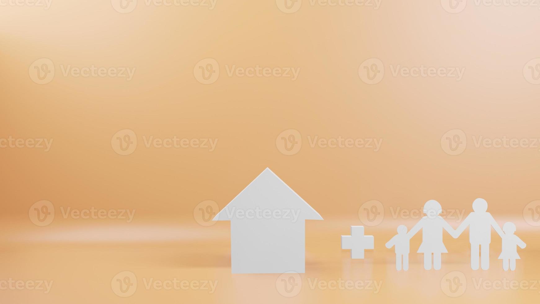The family cut and house for background  3d rendering photo