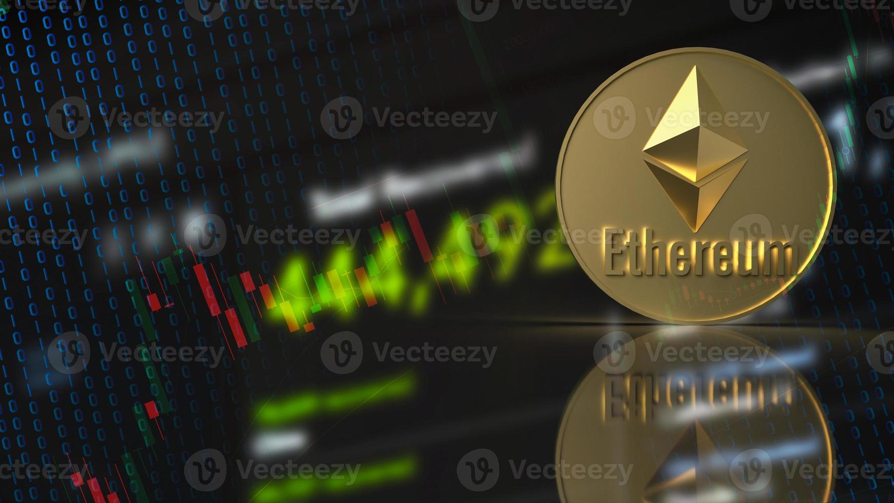 ethereum coin for  cryptocurrency concept 3d rendering. photo
