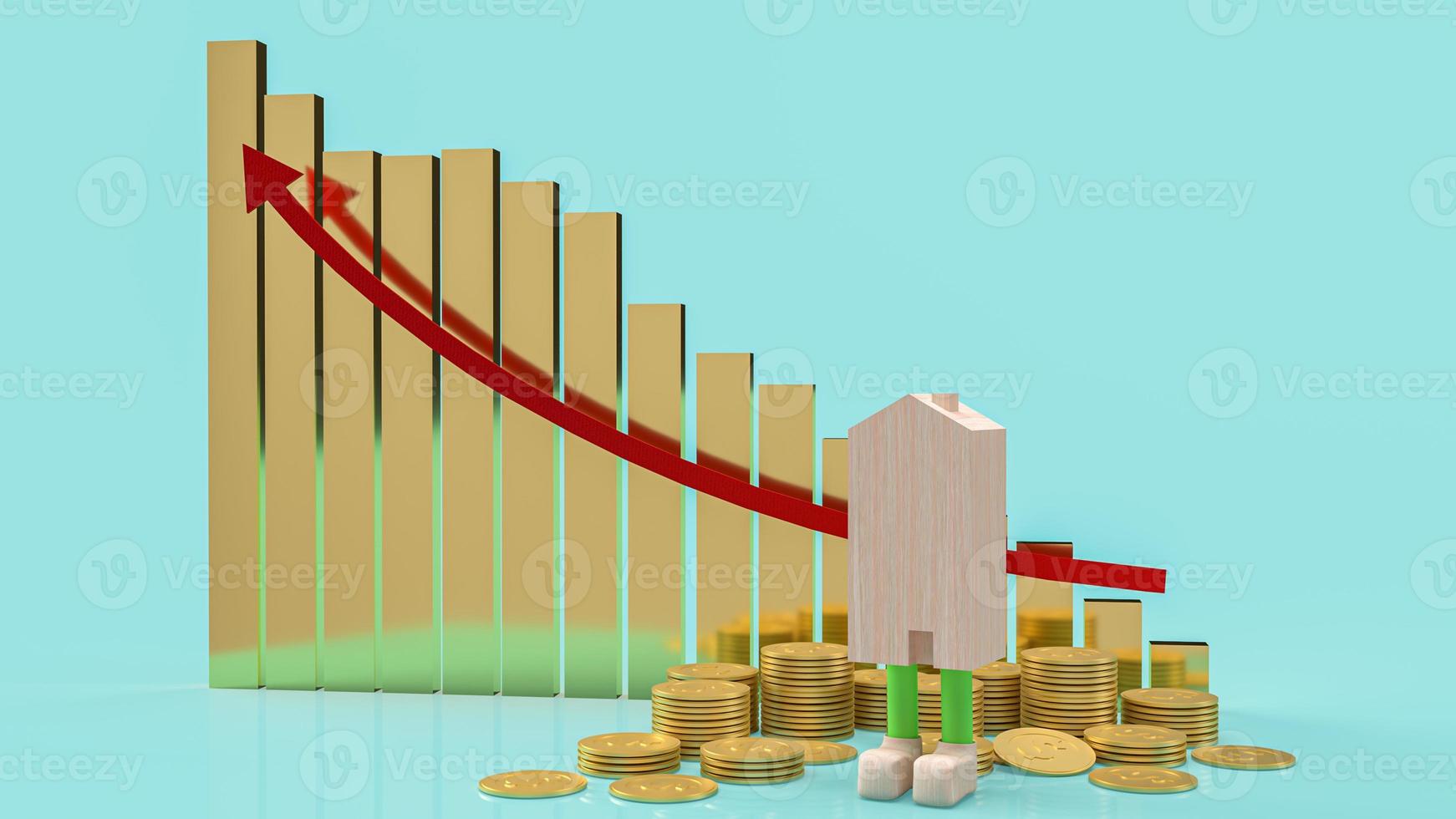 home  and chart  for property or building concept 3d rendering photo