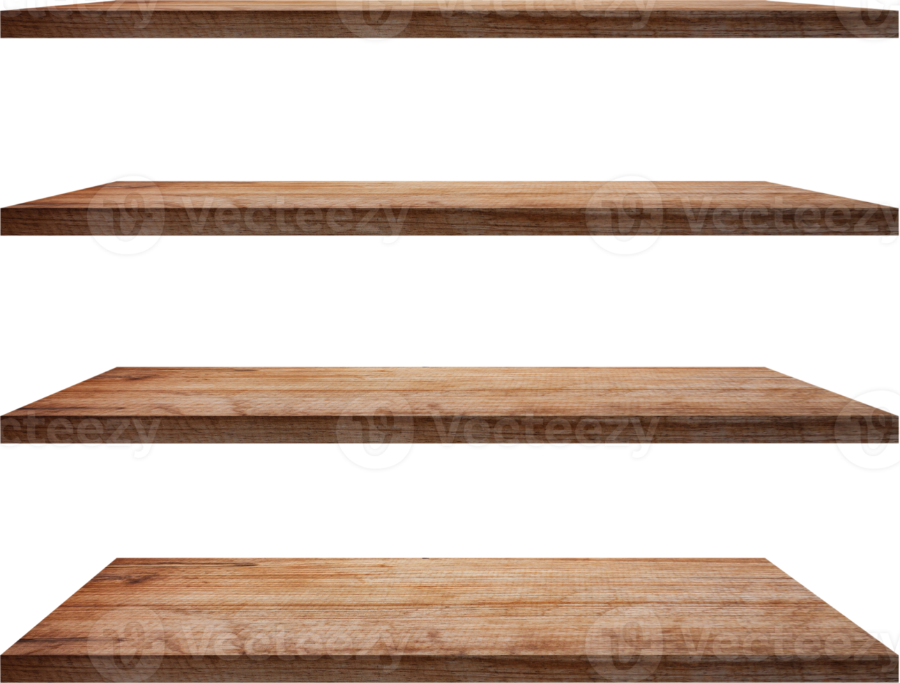 collection of wooden shelves on an isolated white background, Objects with Clipping Paths for design work png