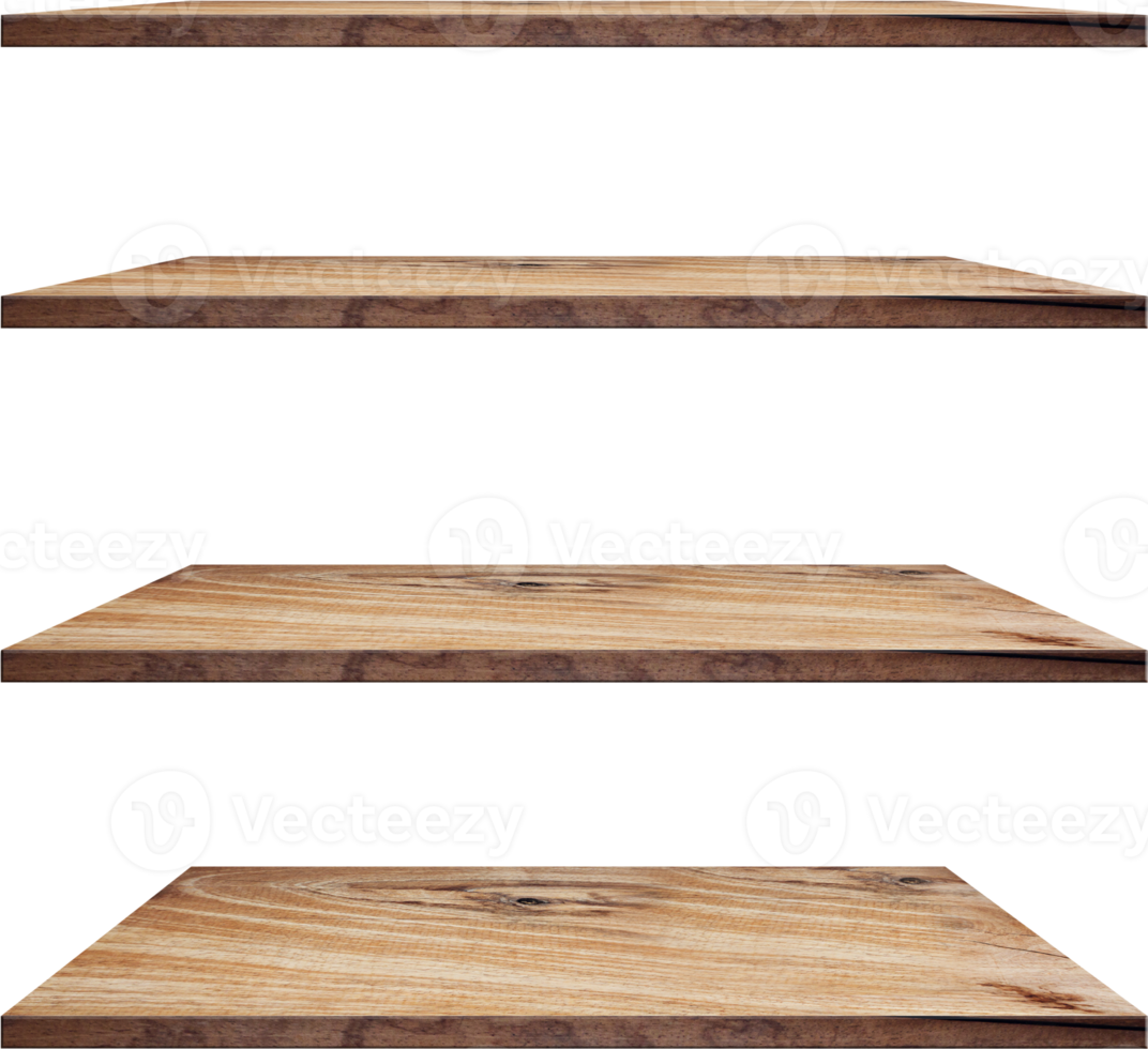 collection of wooden shelves on an isolated white background, Objects with Clipping Paths for design work png