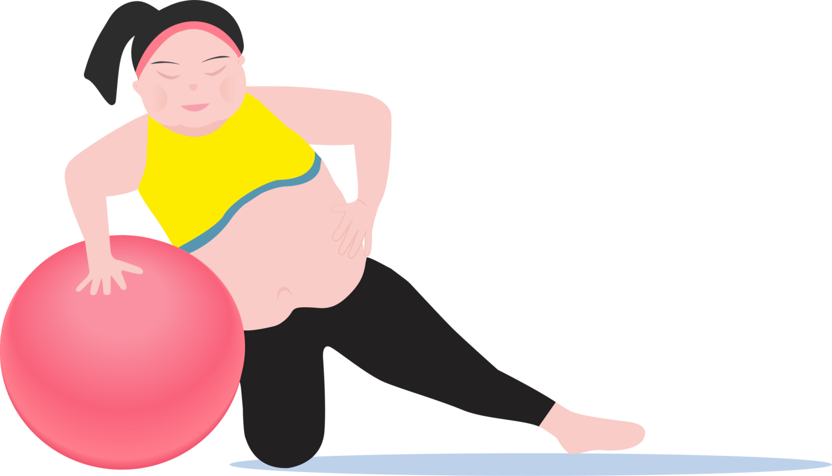 Fat women cardio ball exercises and fitness training. Concept for weight loss of fat burning png