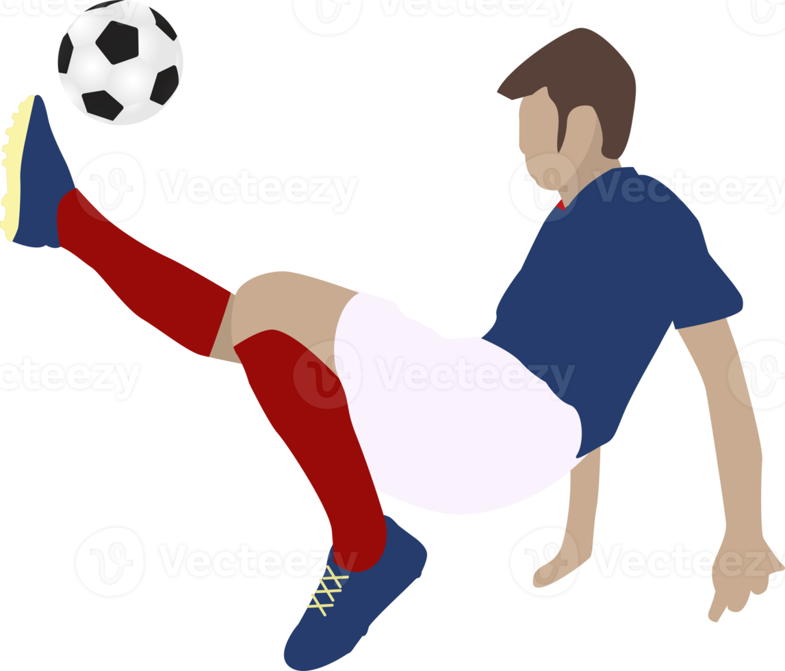 Cartoon football soccer player man in action png