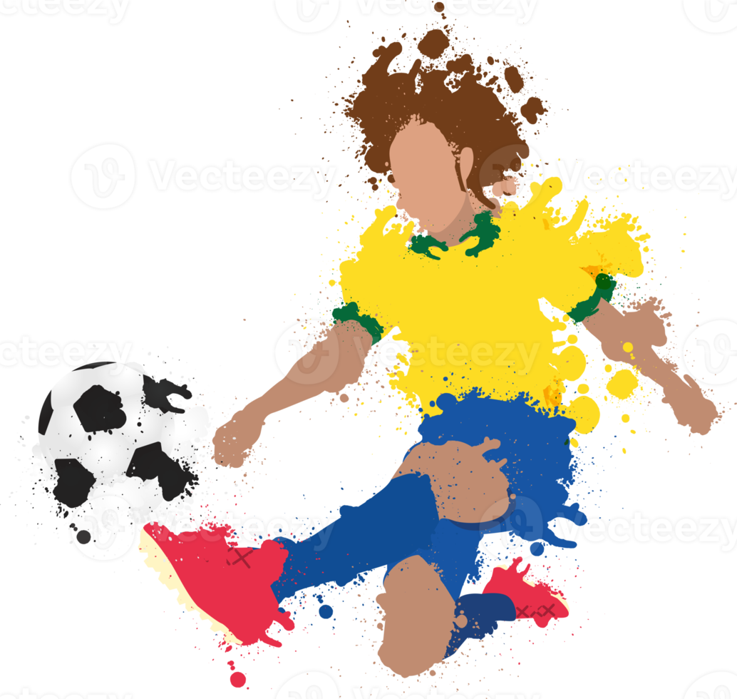 Cartoon football soccer player man in action png