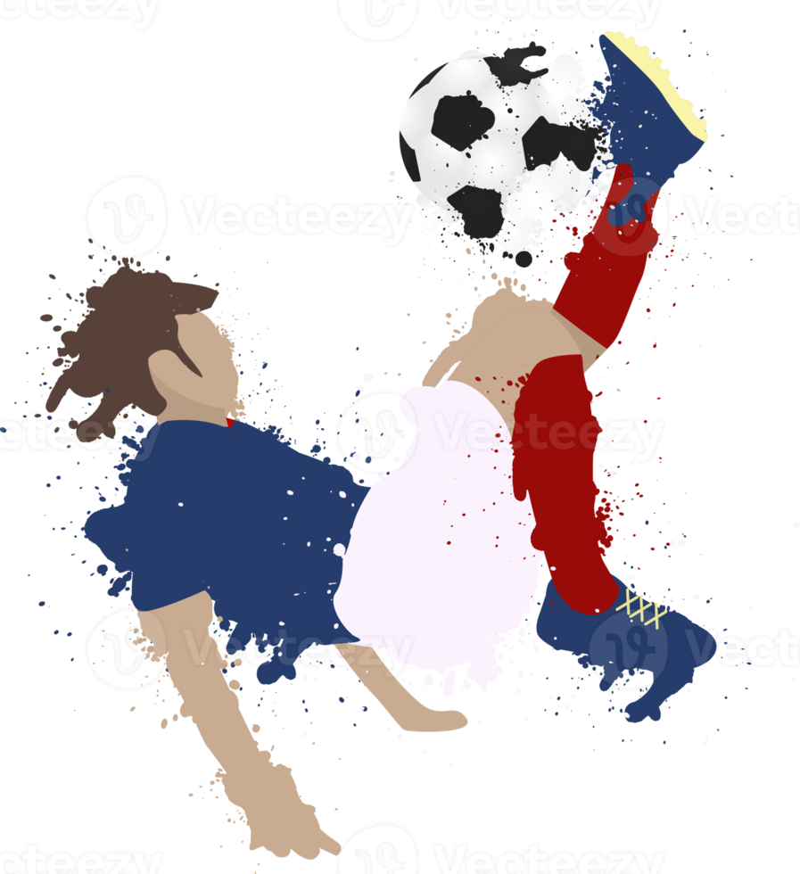 Cartoon football soccer player man in action png